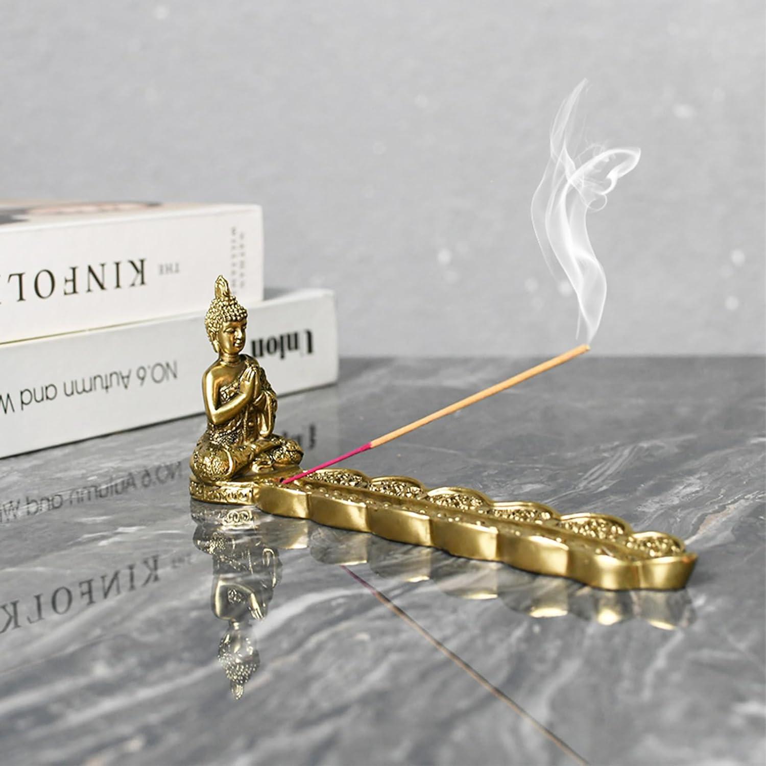 Estatua de Buda Dorado con Quemador de Incienso Kaly Arts