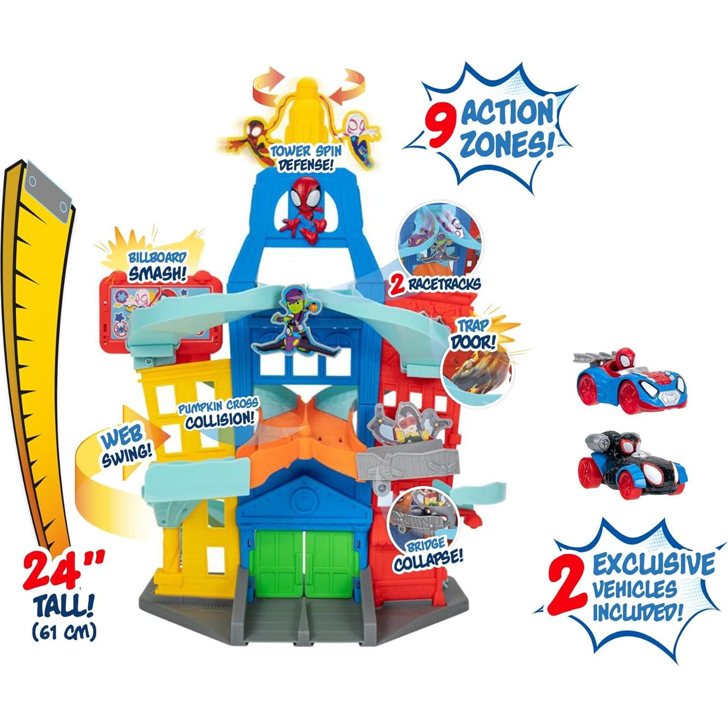 Set de Pista de Ciudad Marvel Spidey 60.96 cm con 2 Vehículos