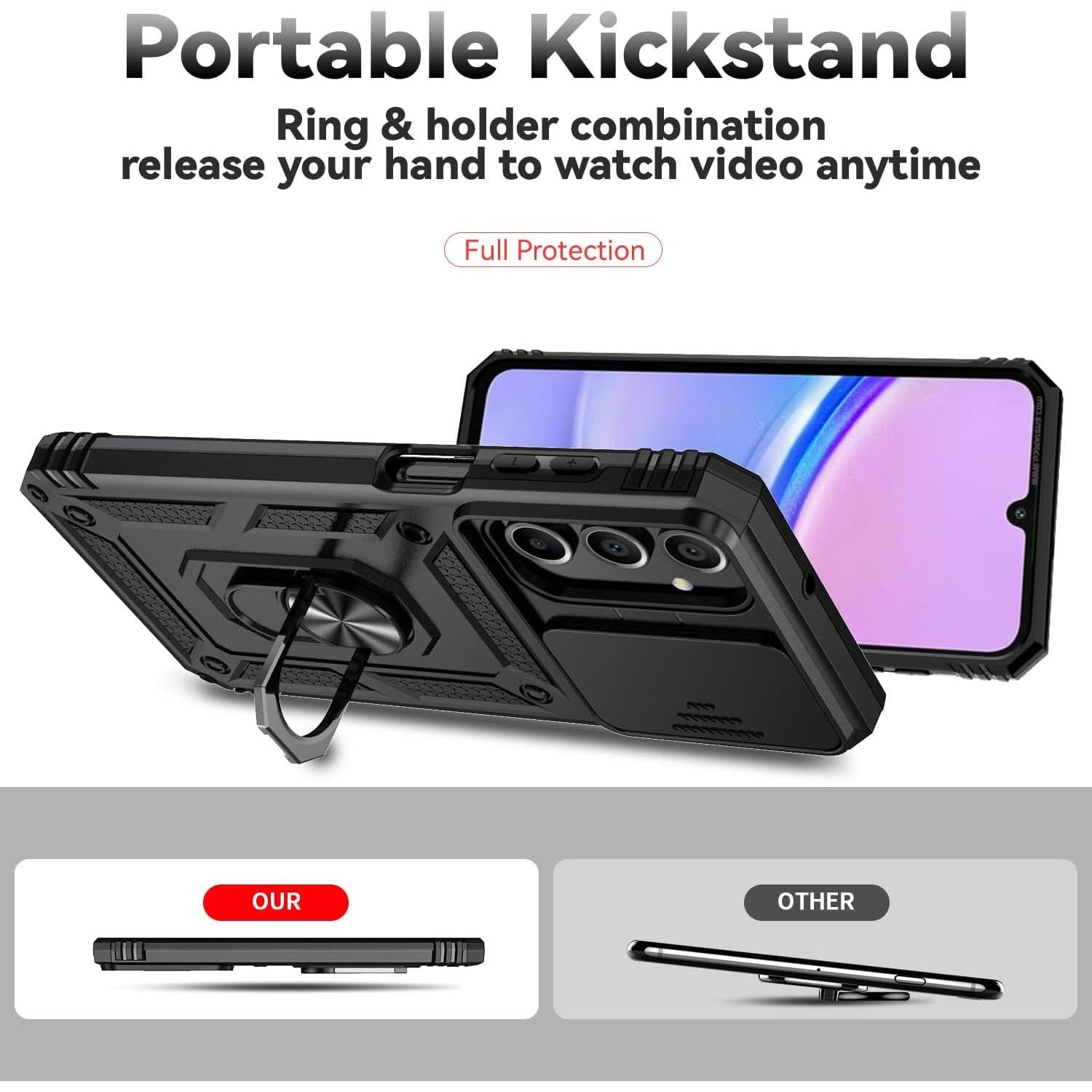 Funda Protectora Samsung Galaxy A16 5G con Soporte y Cámara