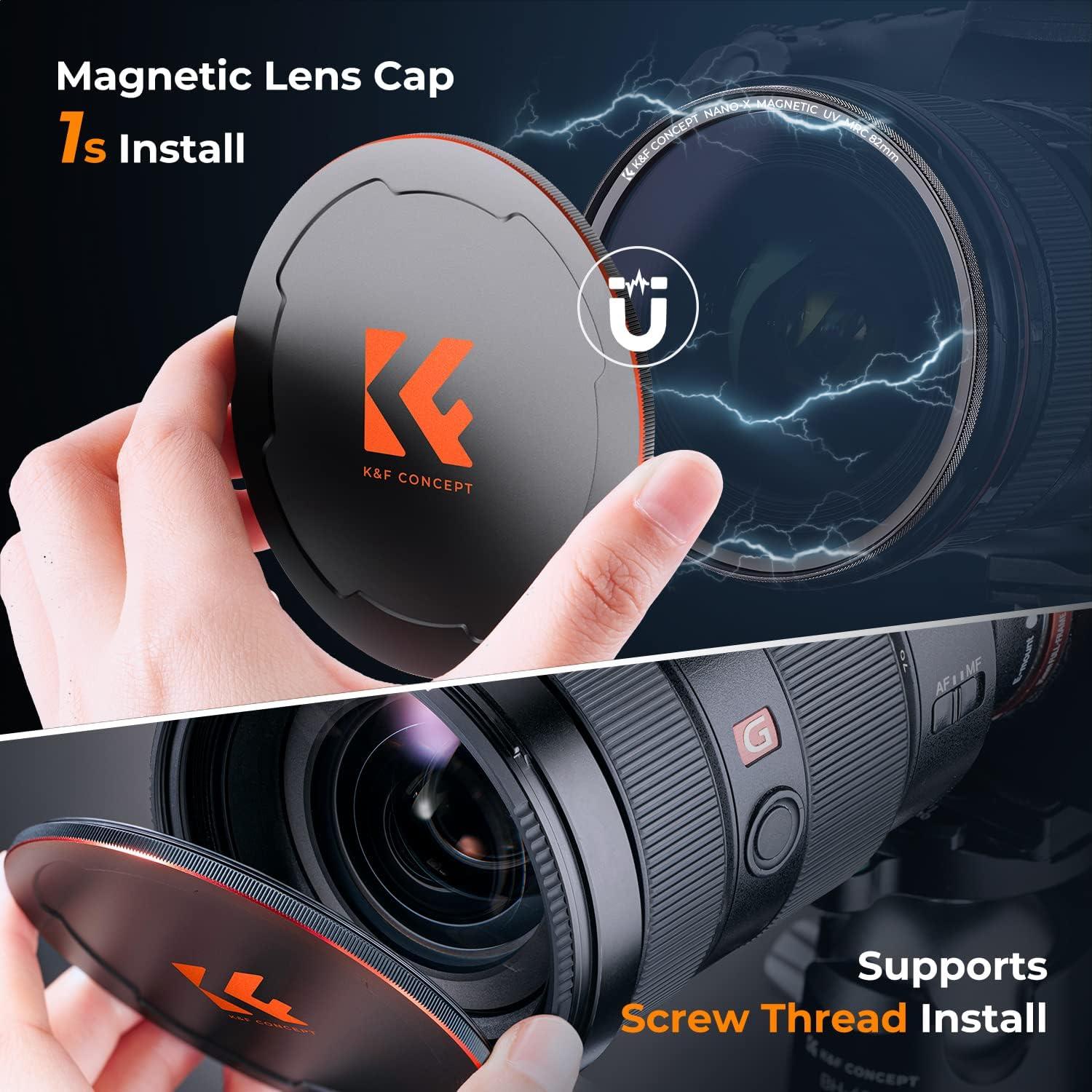 K&F CONCEPT 49mm Magnetic MC UV Lens Protection Filter + Lens Filter Cap with 28 Multi-Layer Coatings Waterproof/Scratch Resistant Ultra-Slim UV Filter for Camera Lens (Nano-X Series)
