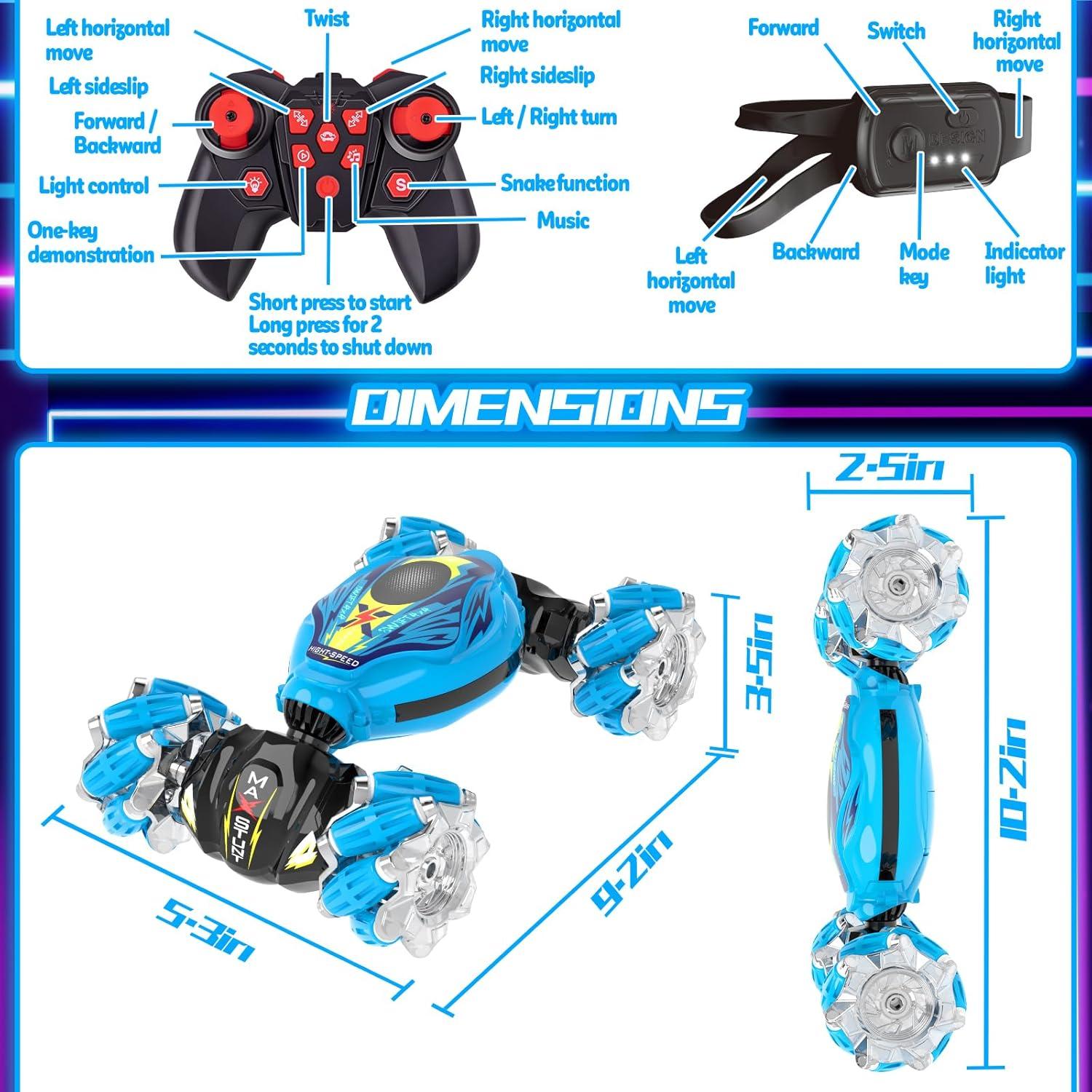 Coche Acrobático RC Cucocue 2.4GHz con Sensor de Gestos Azul