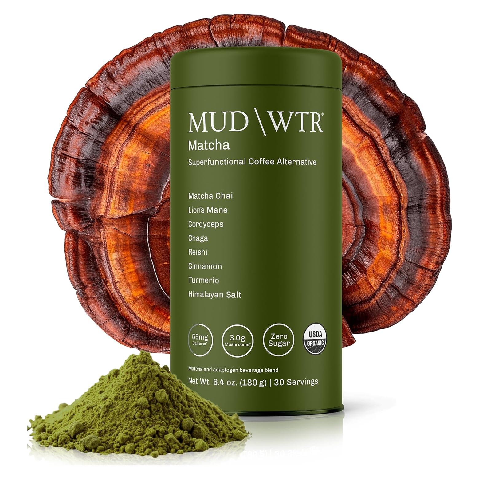 MUDWTR Polvo de Matcha Orgánico 3000mg Hongos Adaptogénicos