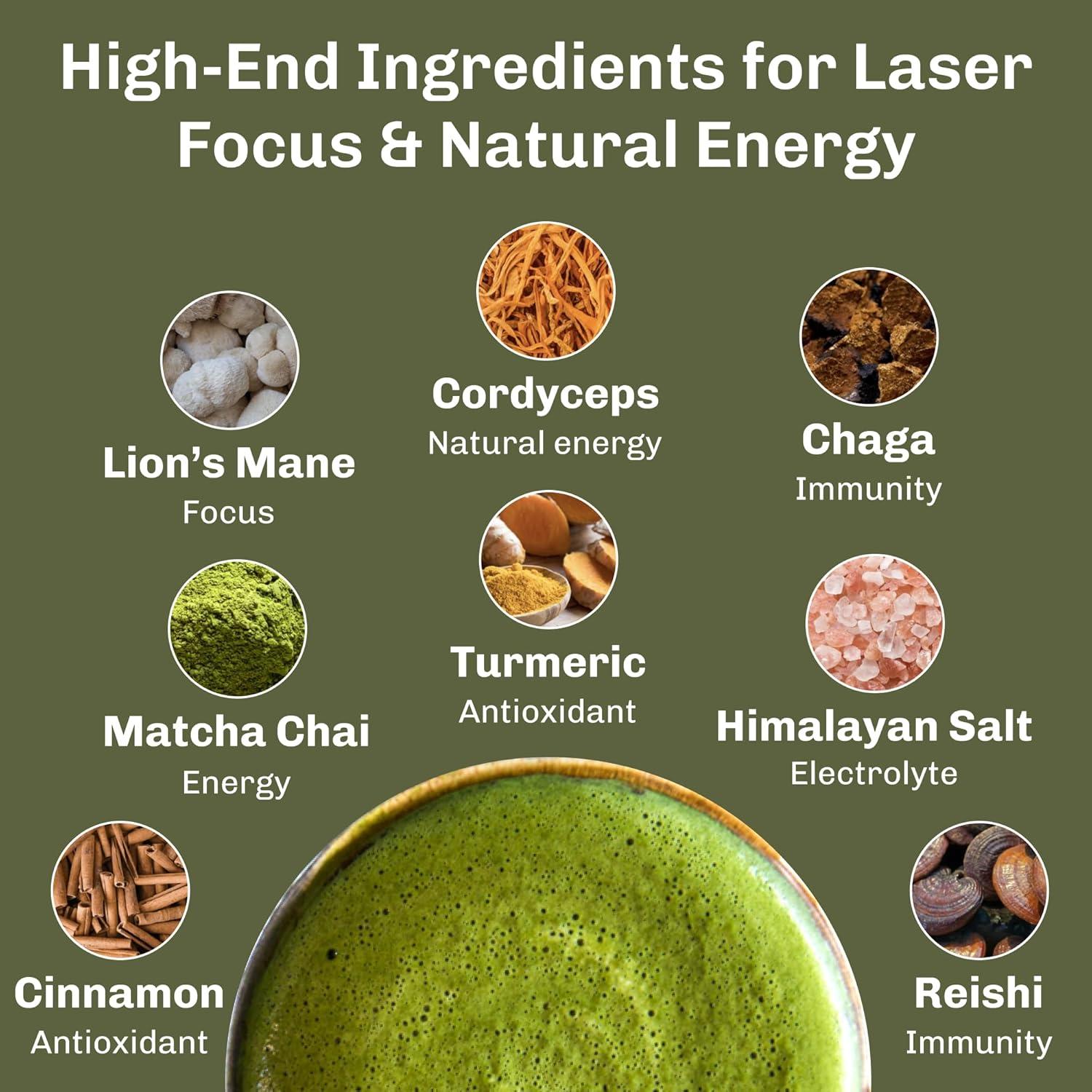 MUDWTR Polvo de Matcha Orgánico 3000mg Hongos Adaptogénicos