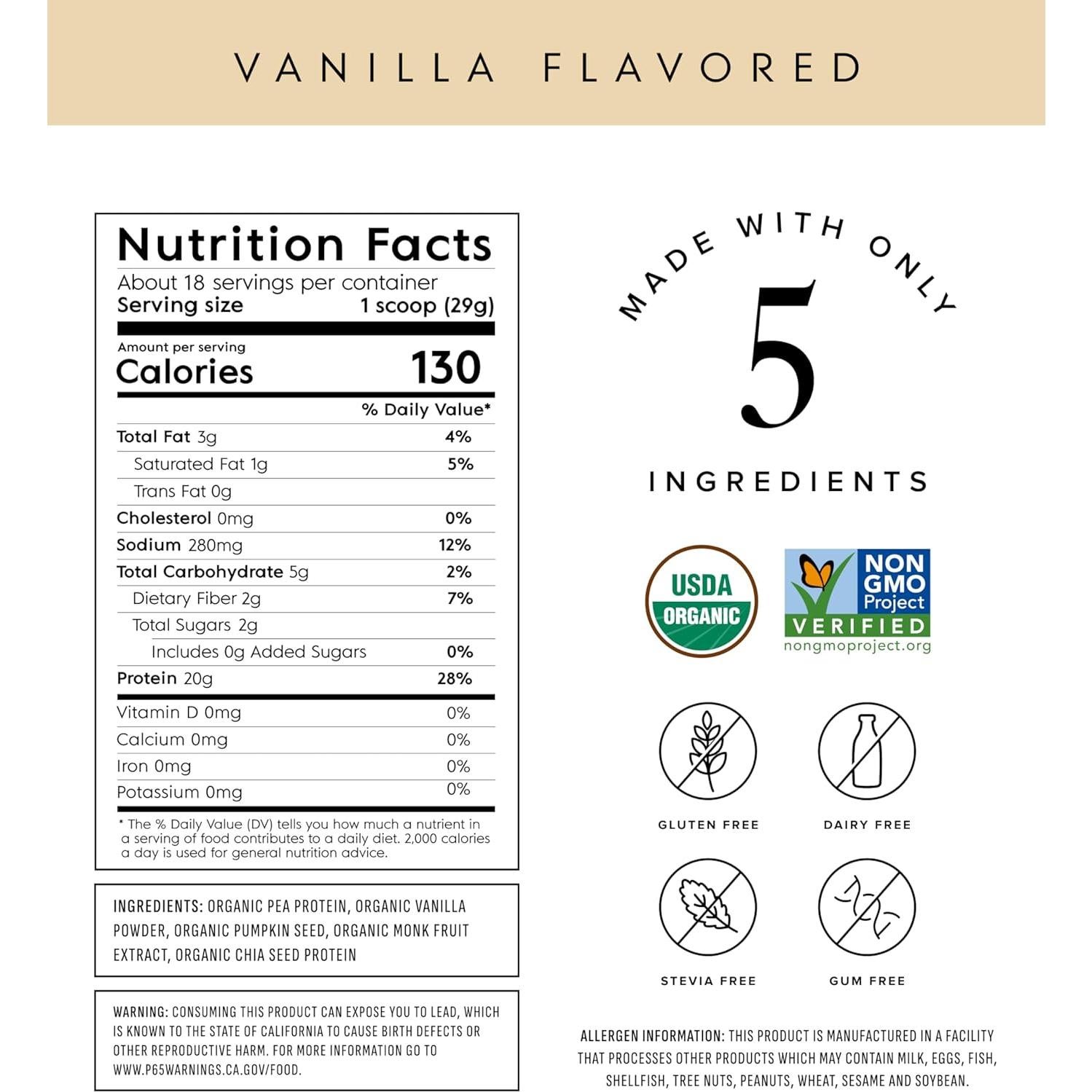 Proteína en Polvo Vegana Truvani Vainilla 20g 18 Porciones