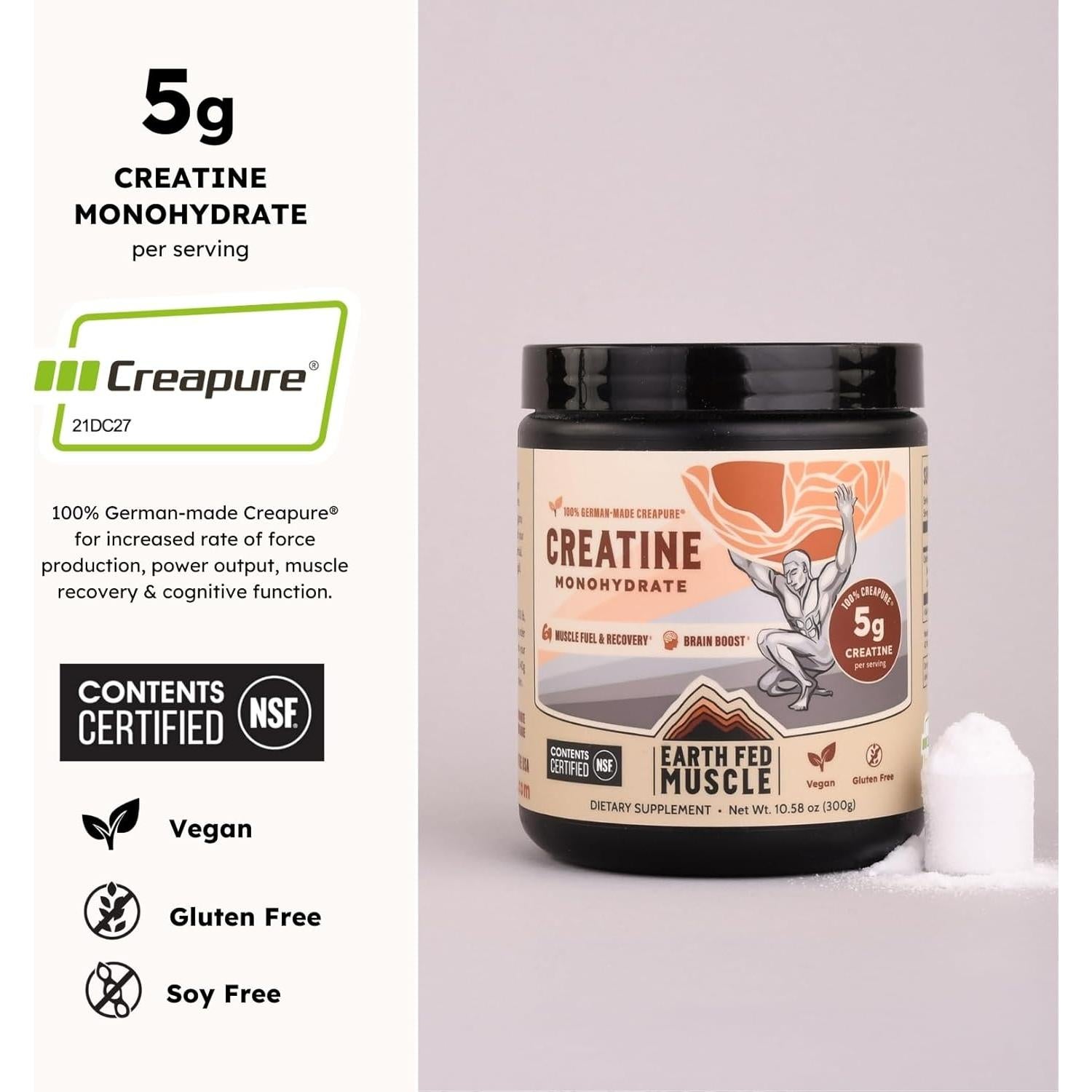 Creatina Monohidratada Creapure Tierra Alimentada 370g - Sin Sabor