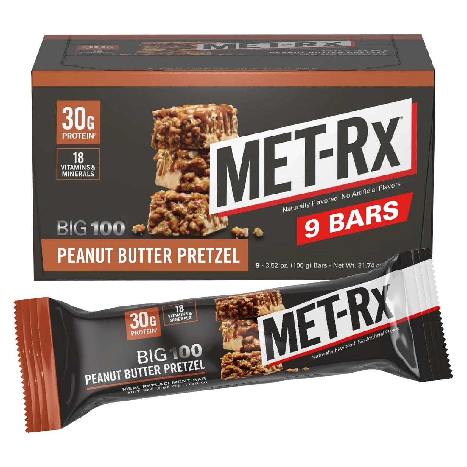 Barras de Proteína MET-Rx Big 100 Mantequilla de Maní 9 Unidades