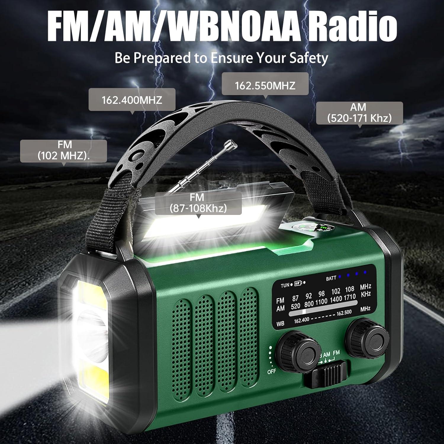 Radio de Emergencia QAUYYW 20000mAh Solar y Manivela