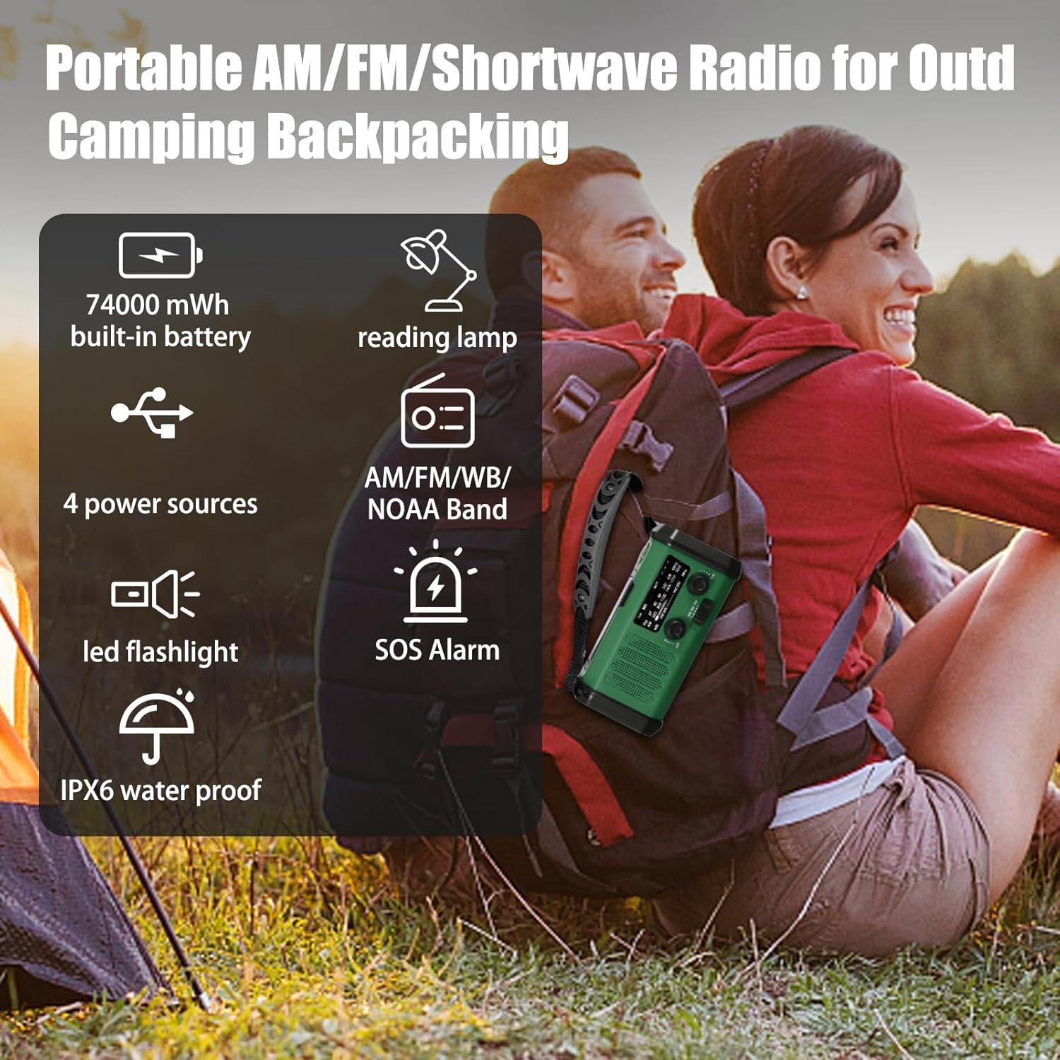 Radio de Emergencia QAUYYW 20000mAh Solar y Manivela