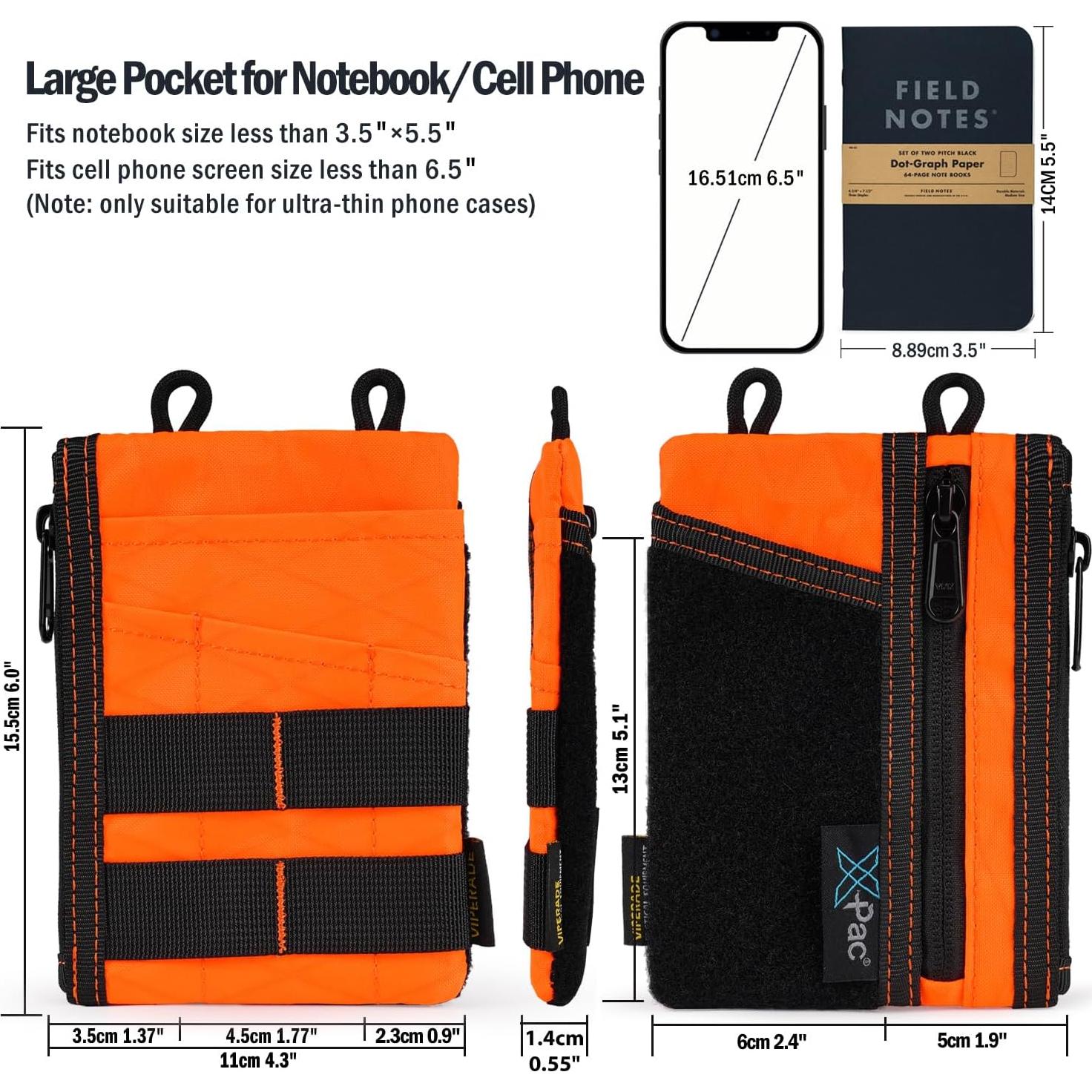 VIPERADE VE16 X-pac Pocket Organizer, EDC Pouch for Men, 7 Pockets EDC Pocket Organizer EDC Pouch for Everyday Carry, Multitool Pocket Pouch Wallet, Pocket Pouch for Men