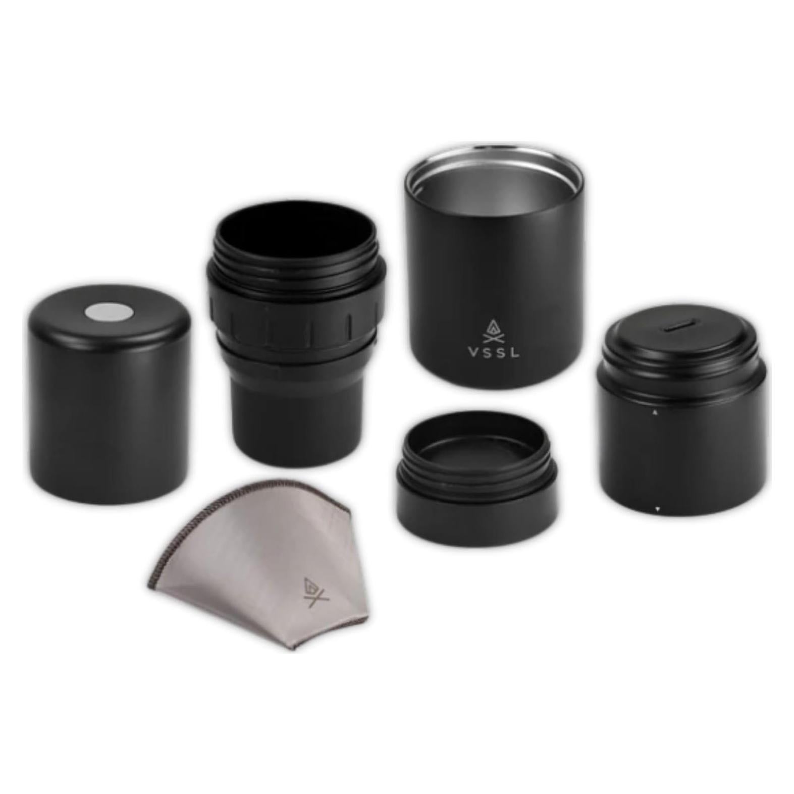 Kit de Café Pour Over VSSL Negro | 2 Tazas Acero Inoxidable 10oz