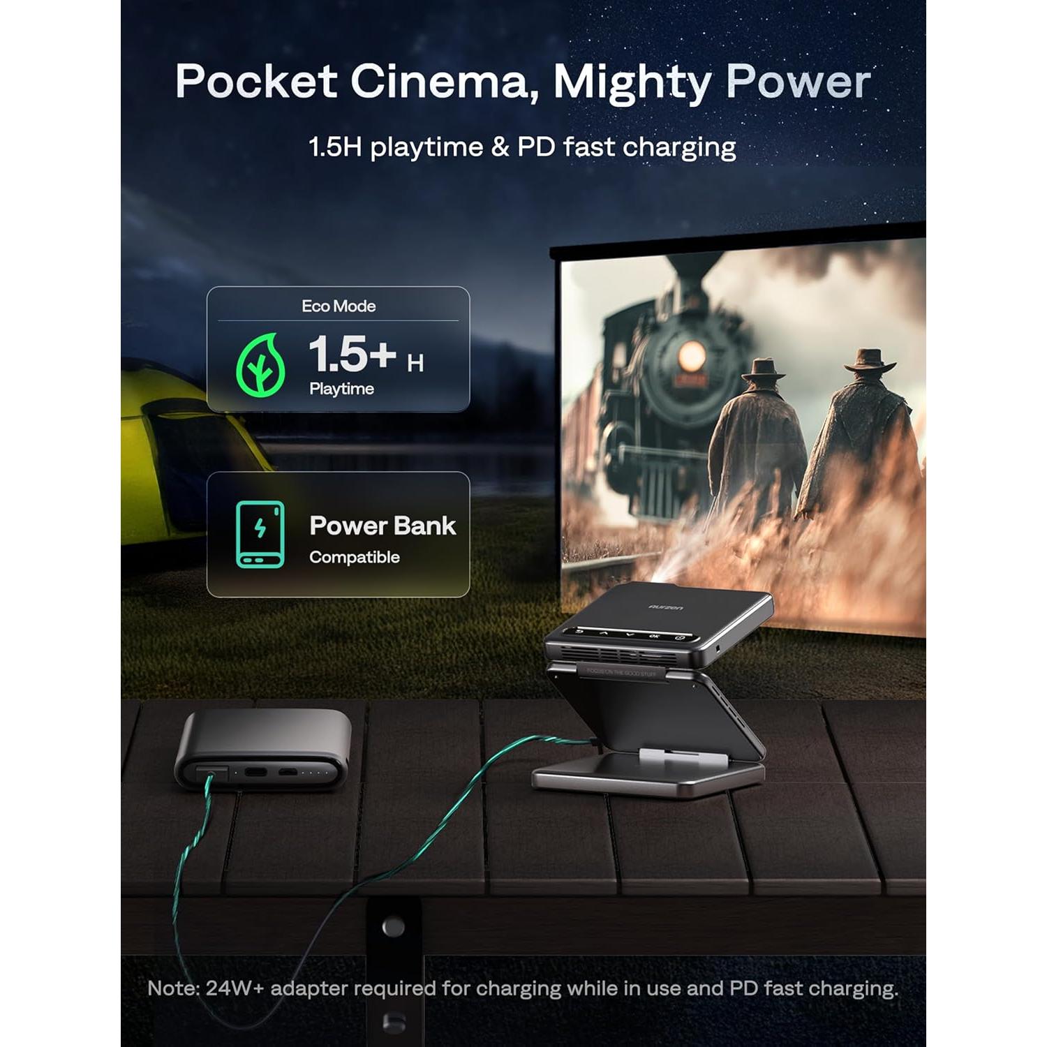 Proyector Mini Aurzen ZIP Tri-Fold Bluetooth 5.4 720p Gris