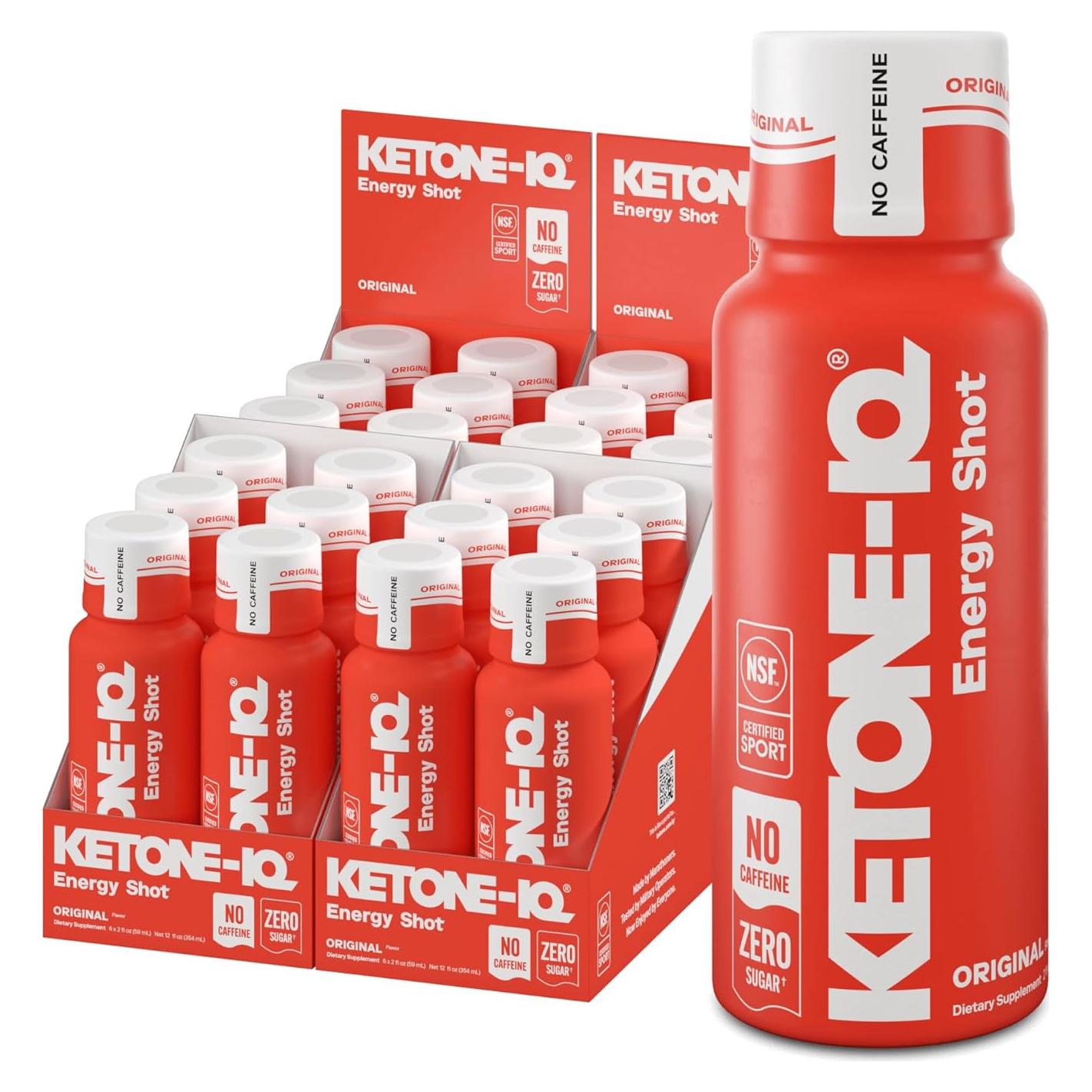 Ketone-IQ Sin Cafeína - 24 Disparos de Cetonas 10g - Natural