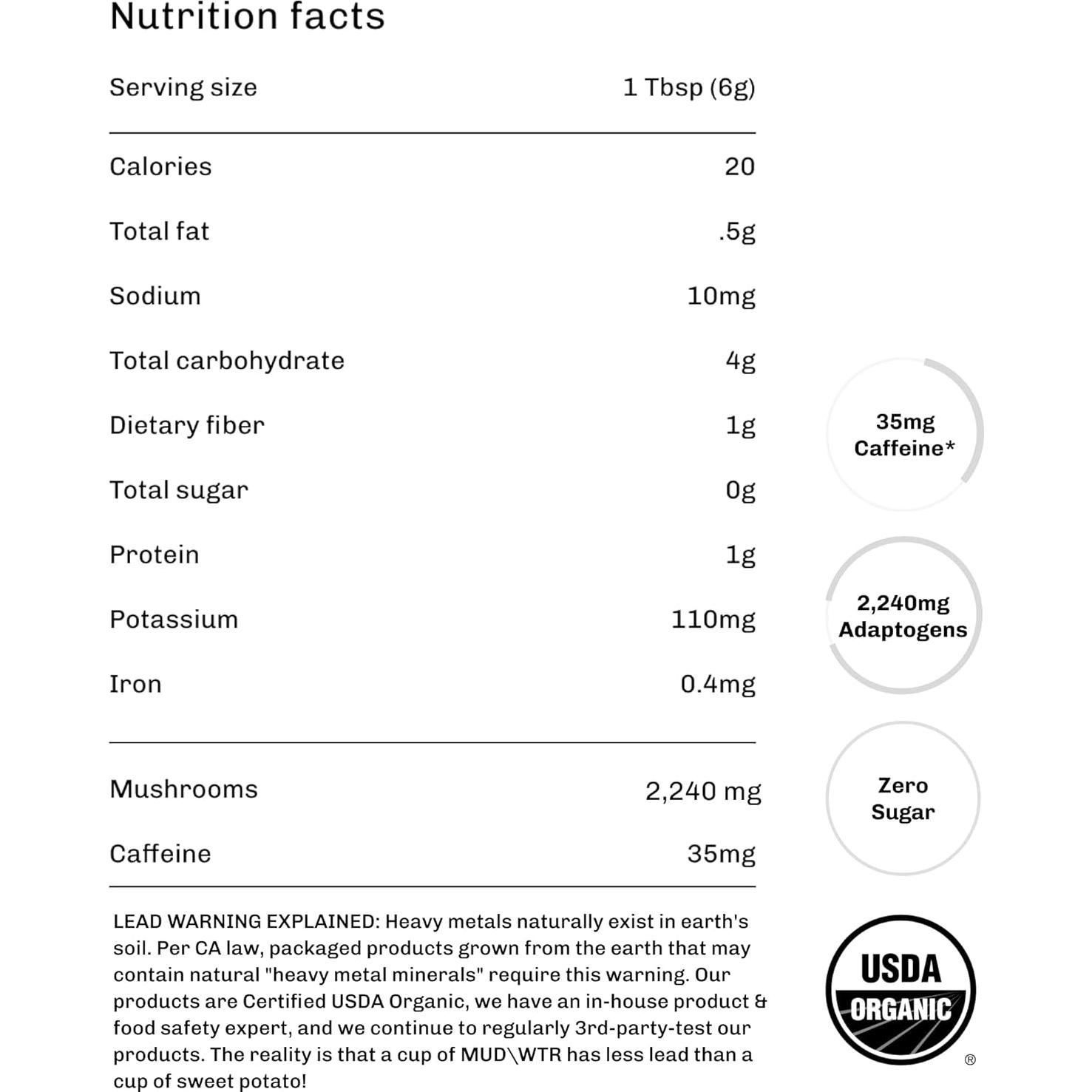 MUDWTR Alternativa al Café Orgánico 180g - 30 Porciones