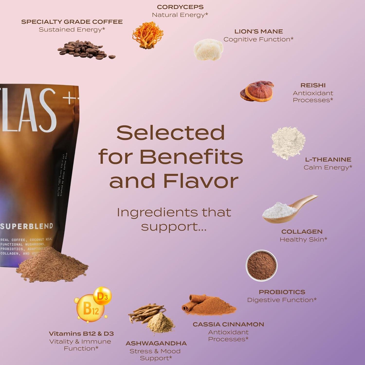 Café Instantáneo Atlas+ Latte Superblend 240g - Energía y Enfoque