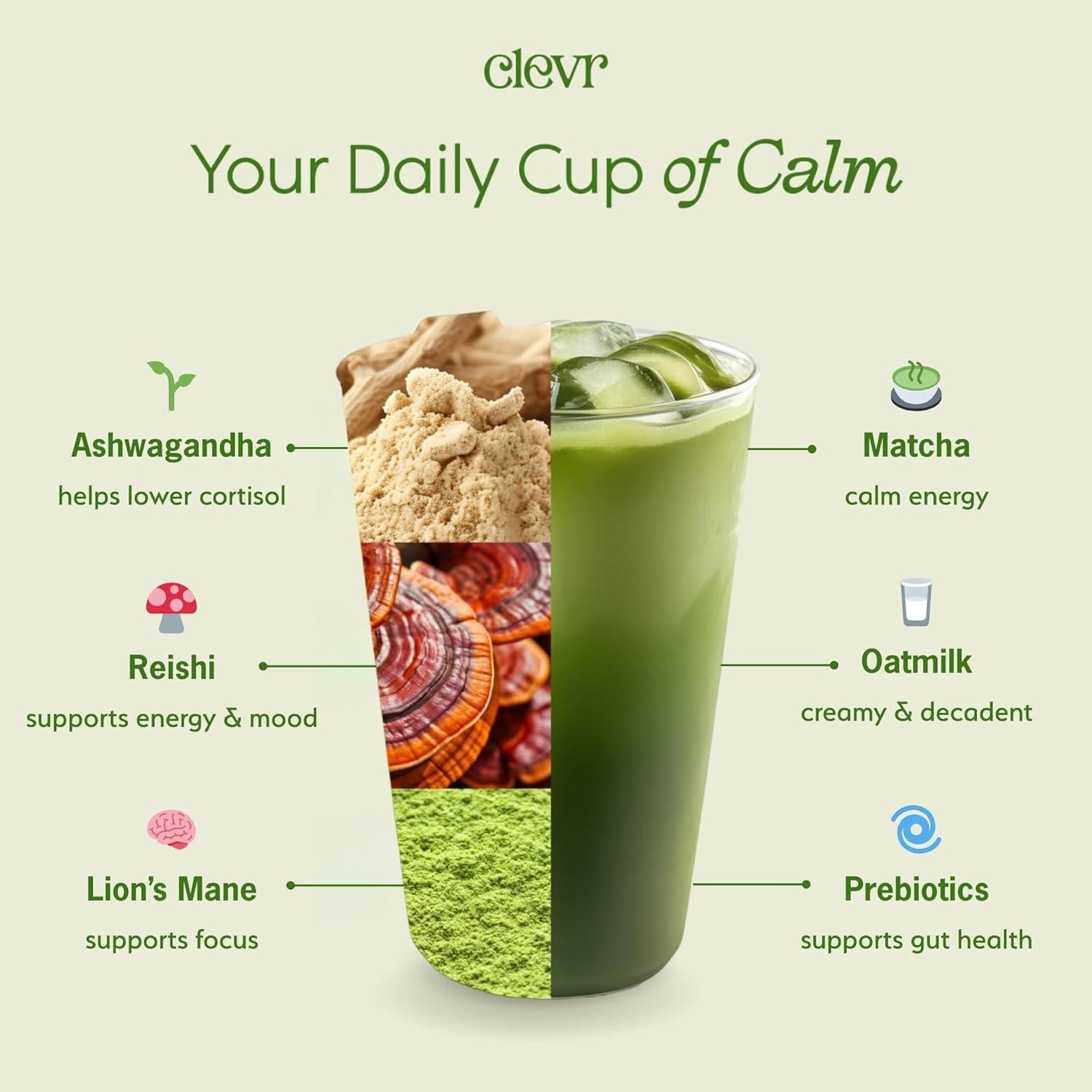 Clevr Blends Latte de Té Verde Matcha Orgánico - 30 Porciones