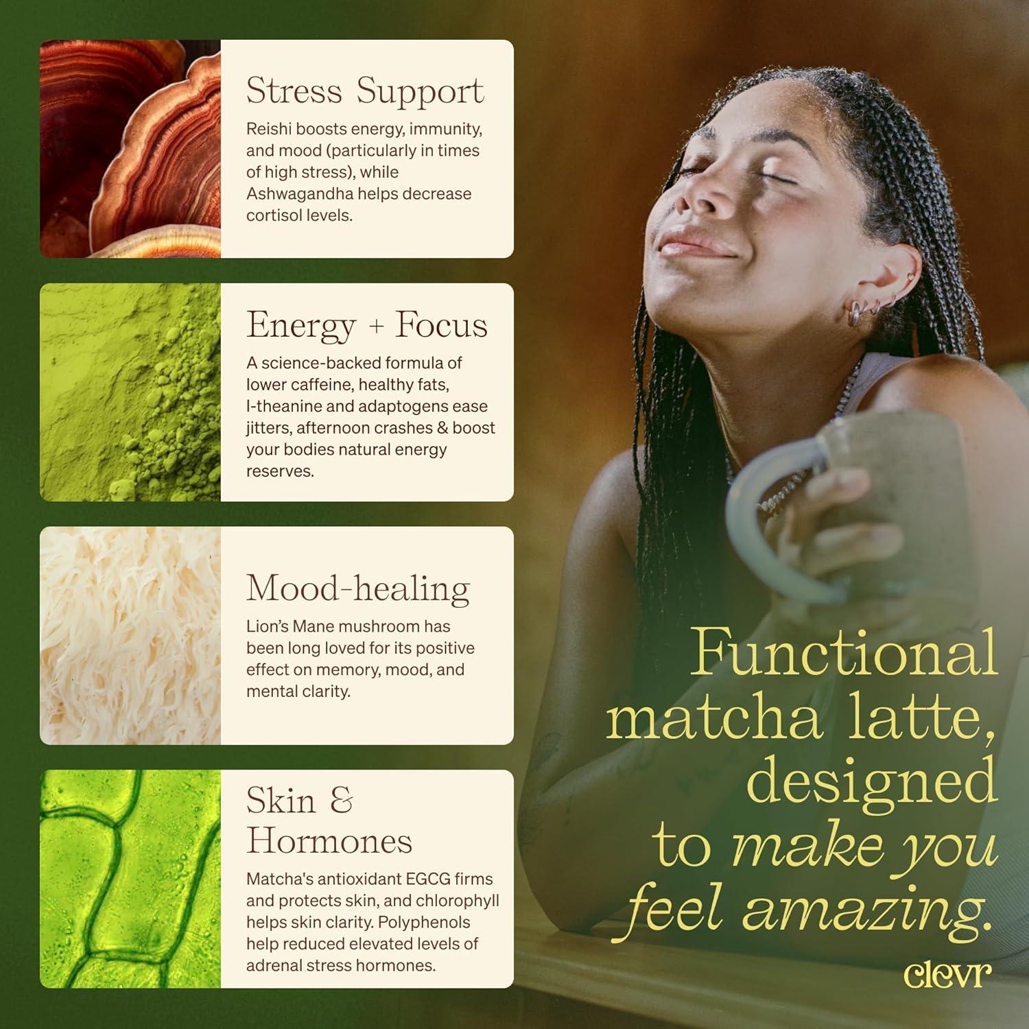 Clevr Blends Latte de Té Verde Matcha Orgánico - 30 Porciones