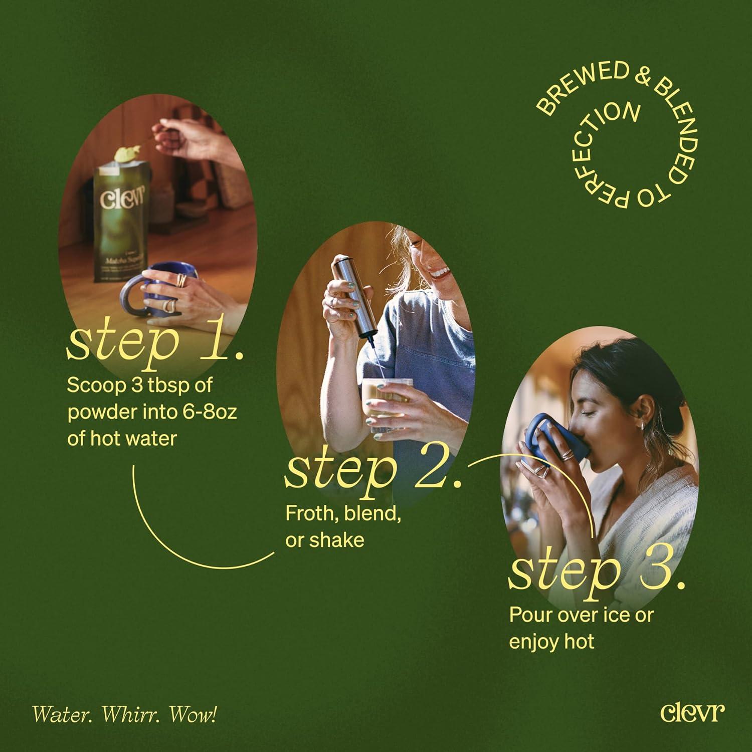 Clevr Blends Latte de Té Verde Matcha Orgánico - 30 Porciones