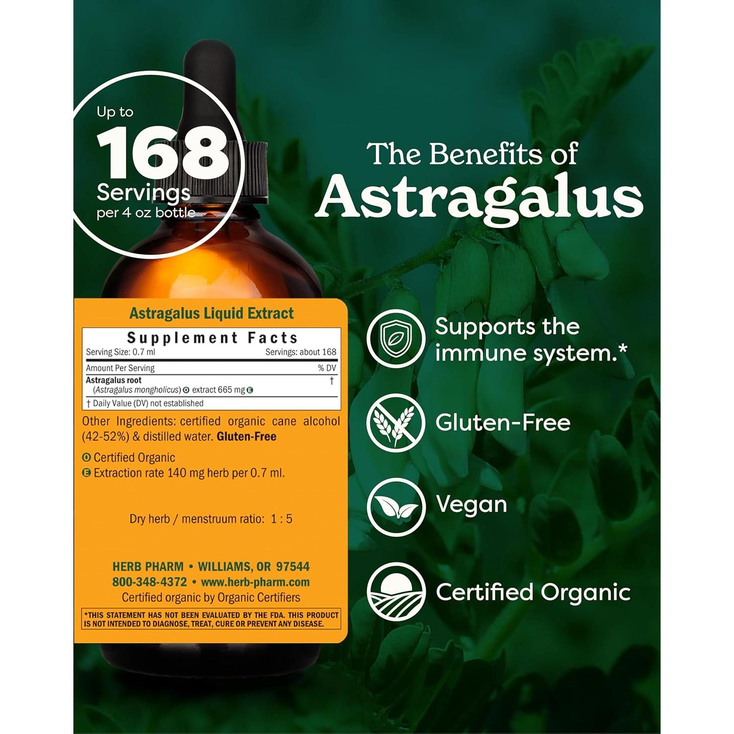 Extracto Líquido de Astrágalo Orgánico Herb Pharm 118.3 ml