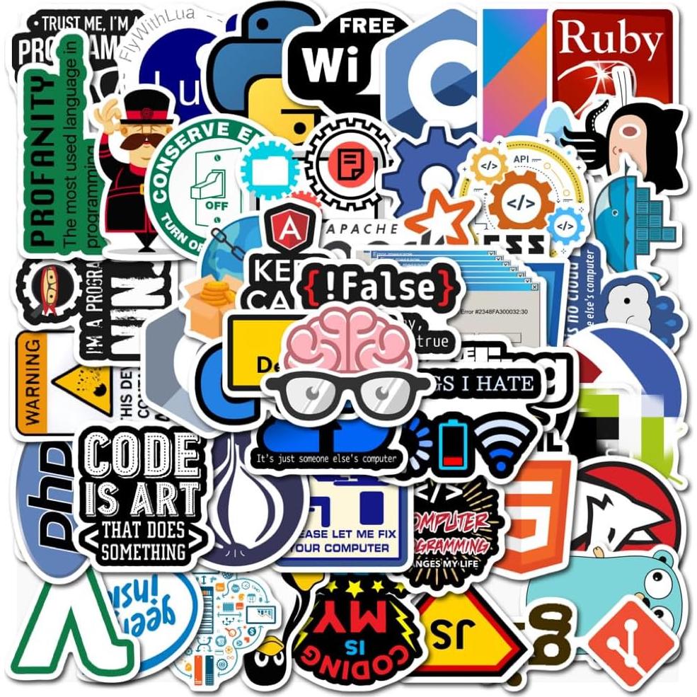 Pegatinas de Programación Tuqiso - 50 pcs Duraderas e Impermeables