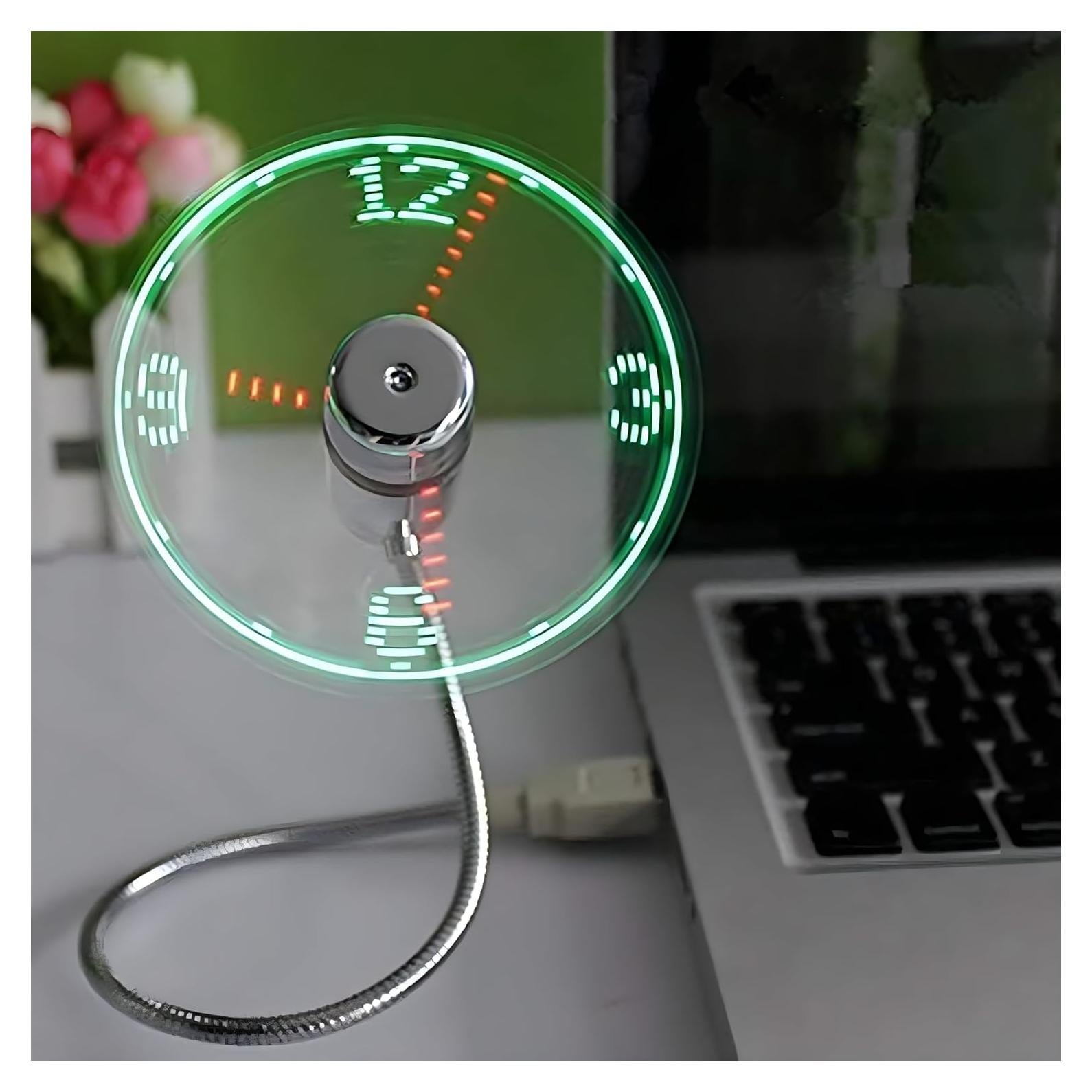 Ventilador USB ONXE EVN-006 con reloj LED y cuello flexible