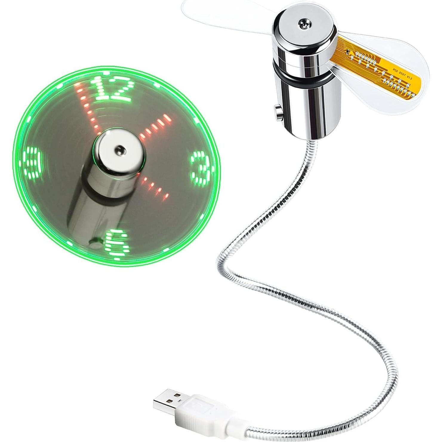 Ventilador USB ONXE EVN-006 con reloj LED y cuello flexible