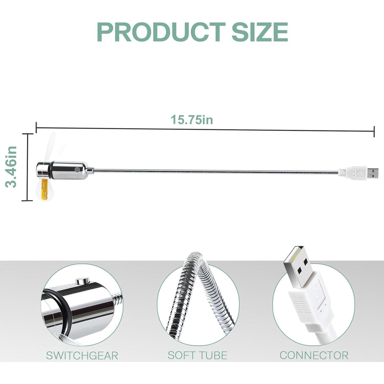 Ventilador USB ONXE EVN-006 con reloj LED y cuello flexible