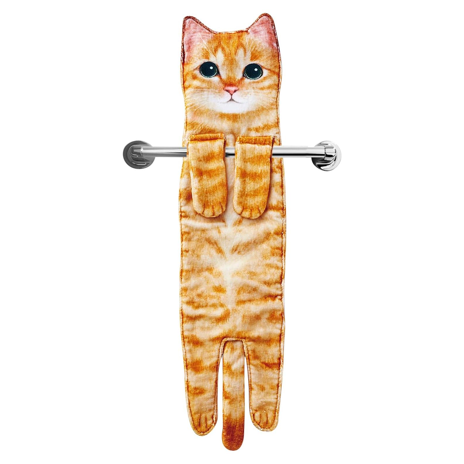 Toalla de Mano Divertida Gato AGRIMONY Naranja 63.5x15.2 cm