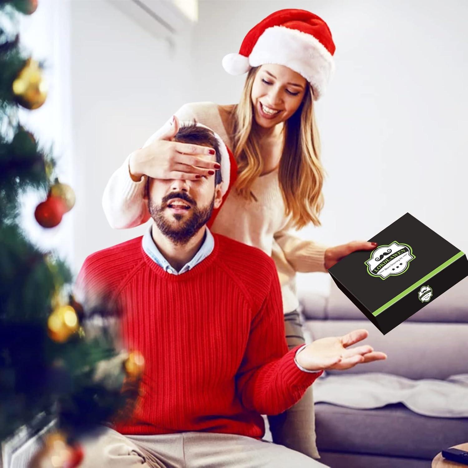 Kit de Cuidado de Barba 10 en 1 LOKDLAWEN con Jabón, Aceite y Tijeras