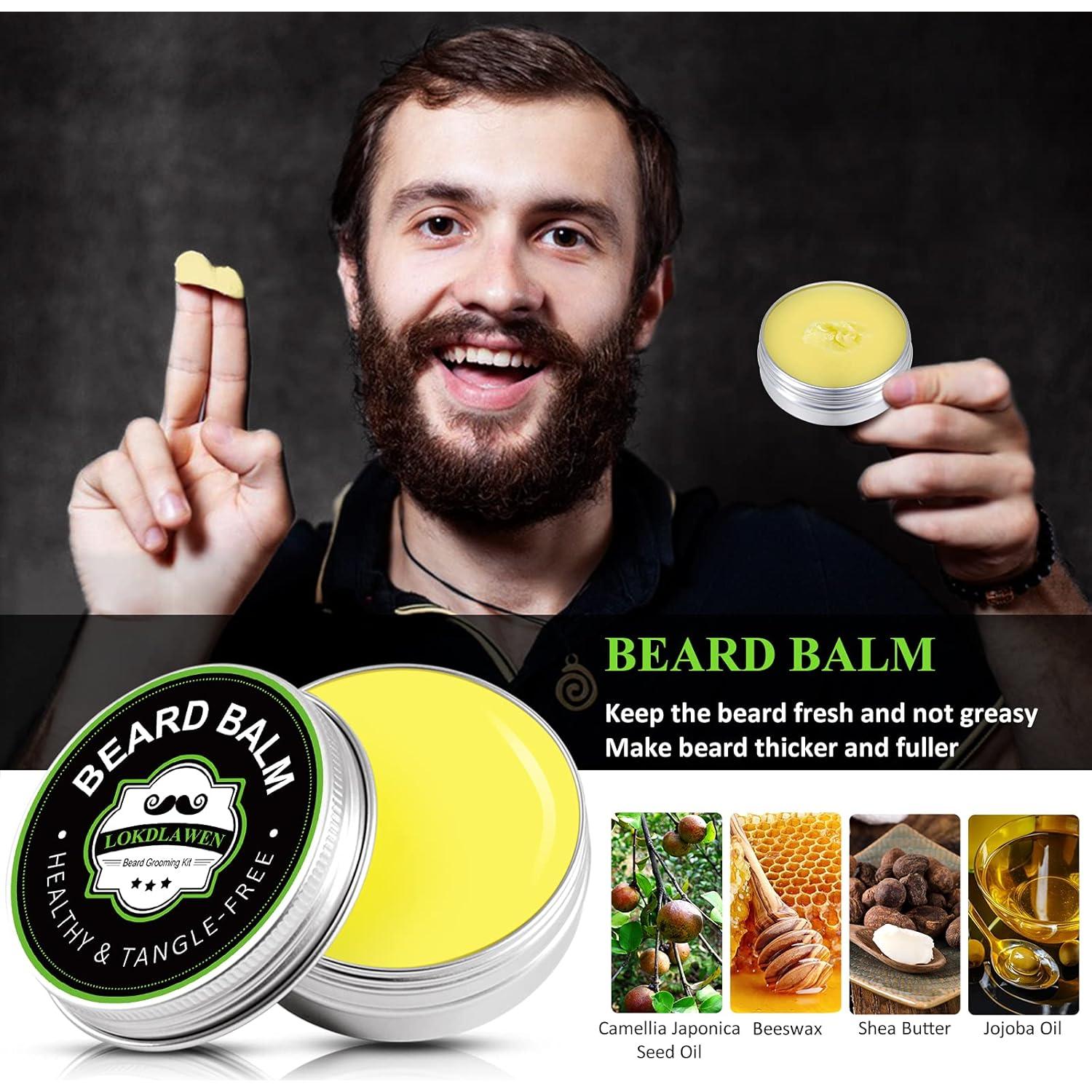 Kit de Cuidado de Barba 10 en 1 LOKDLAWEN con Jabón, Aceite y Tijeras