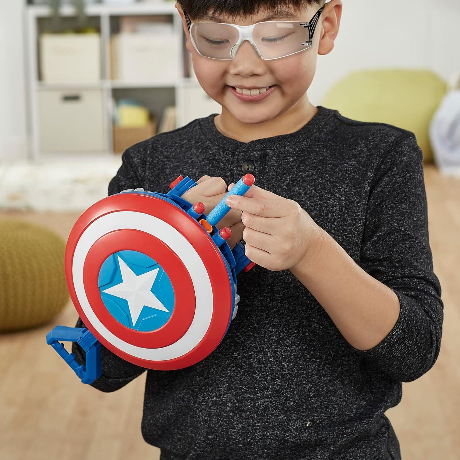 Blaster NERF Capitán América Mechasaurs con 3 Dardos