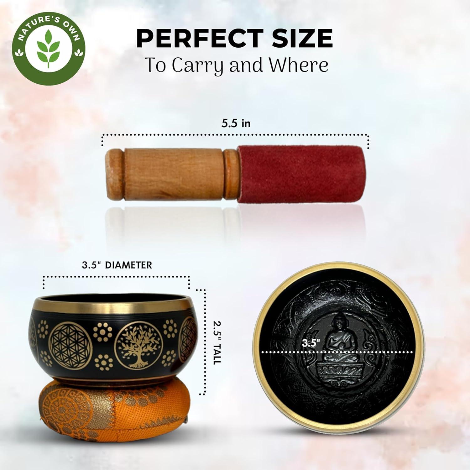 Cuenco Cantor Tibetano Nature's Own 8.9 cm Negro Hecho a Mano