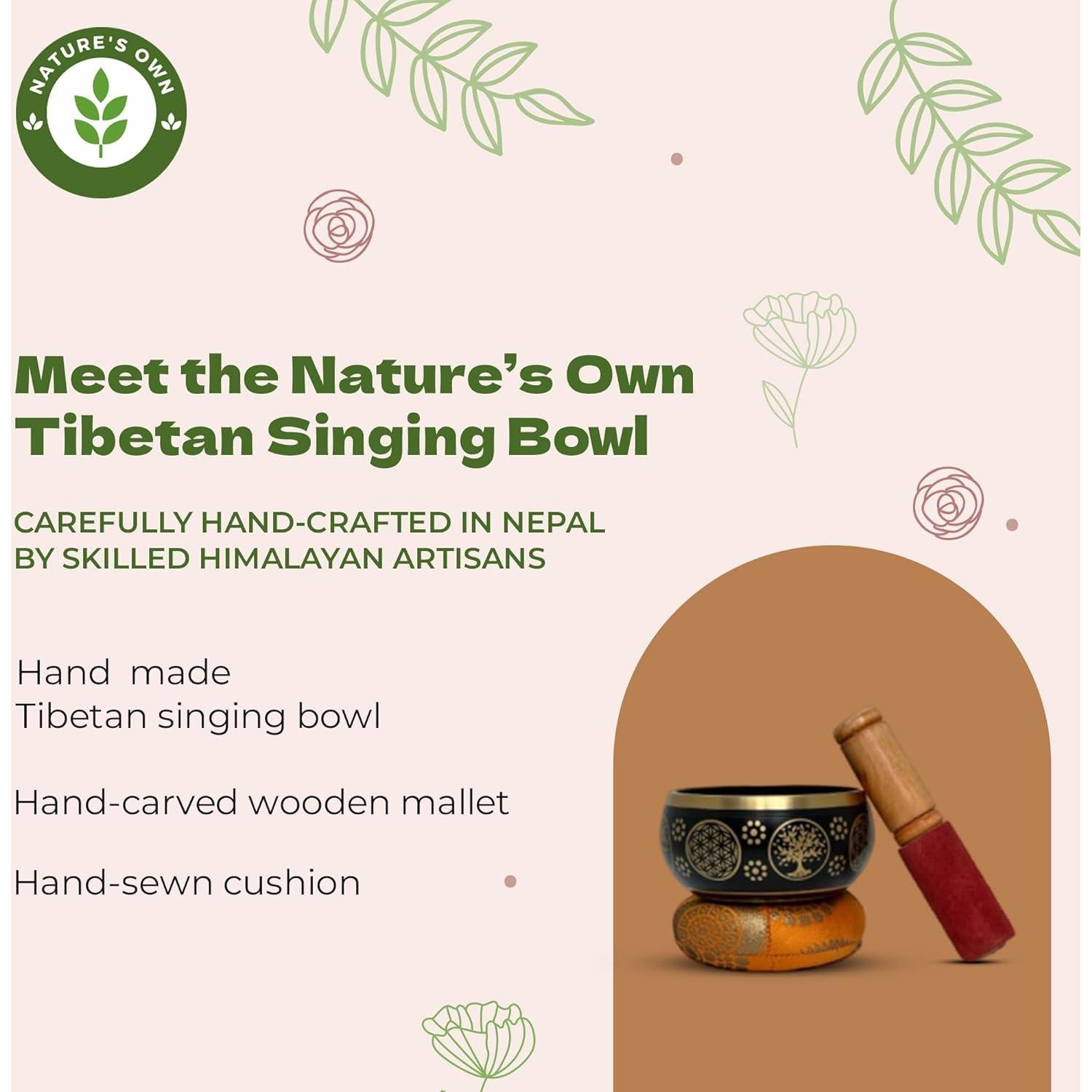 Cuenco Cantor Tibetano Nature's Own 8.9 cm Negro Hecho a Mano