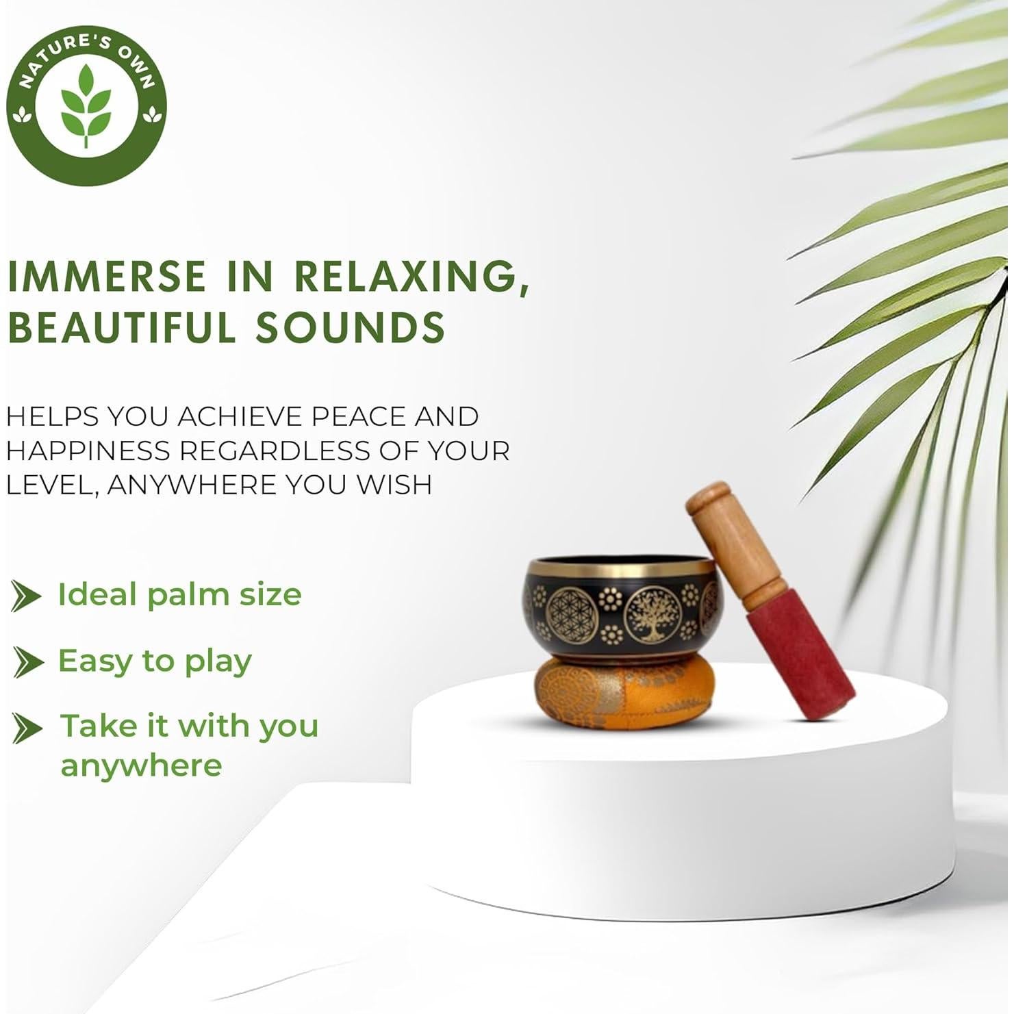 Cuenco Cantor Tibetano Nature's Own 8.9 cm Negro Hecho a Mano