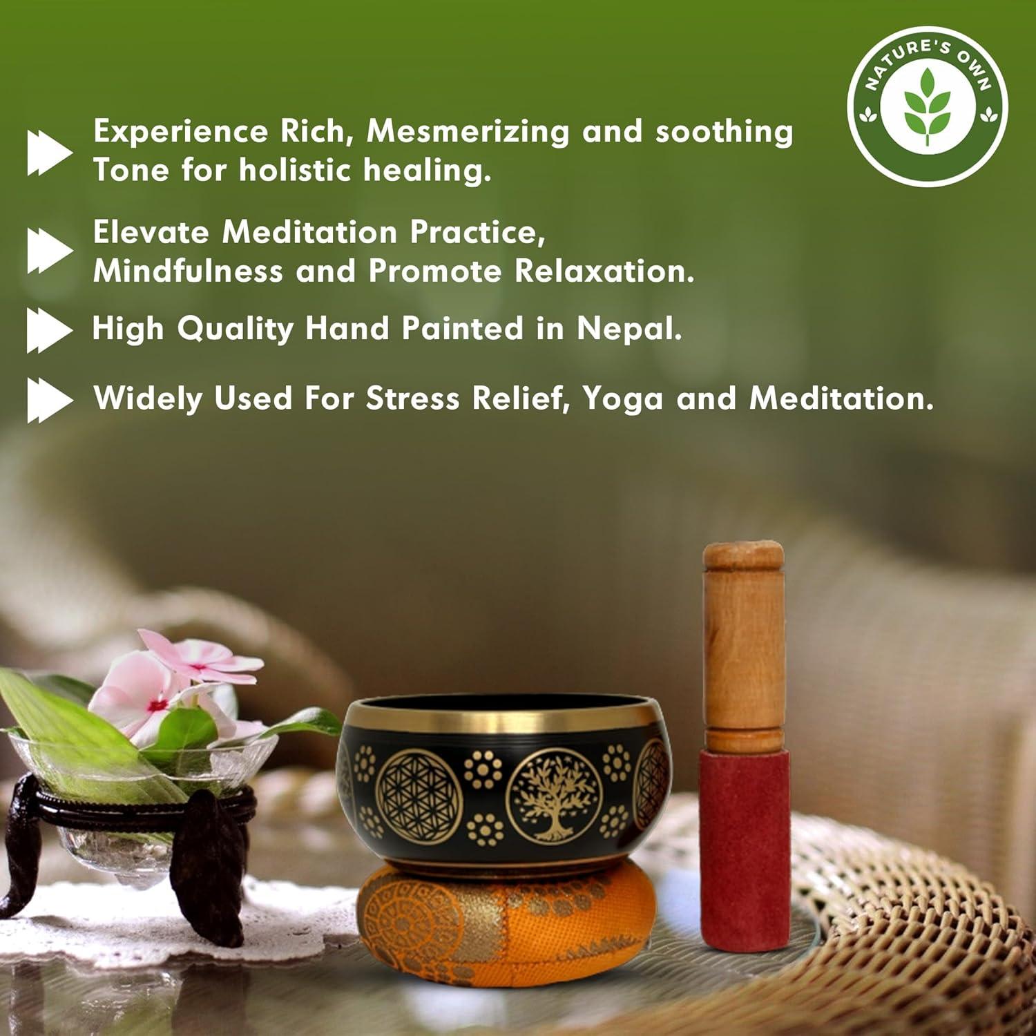 Cuenco Cantor Tibetano Nature's Own 8.9 cm Negro Hecho a Mano