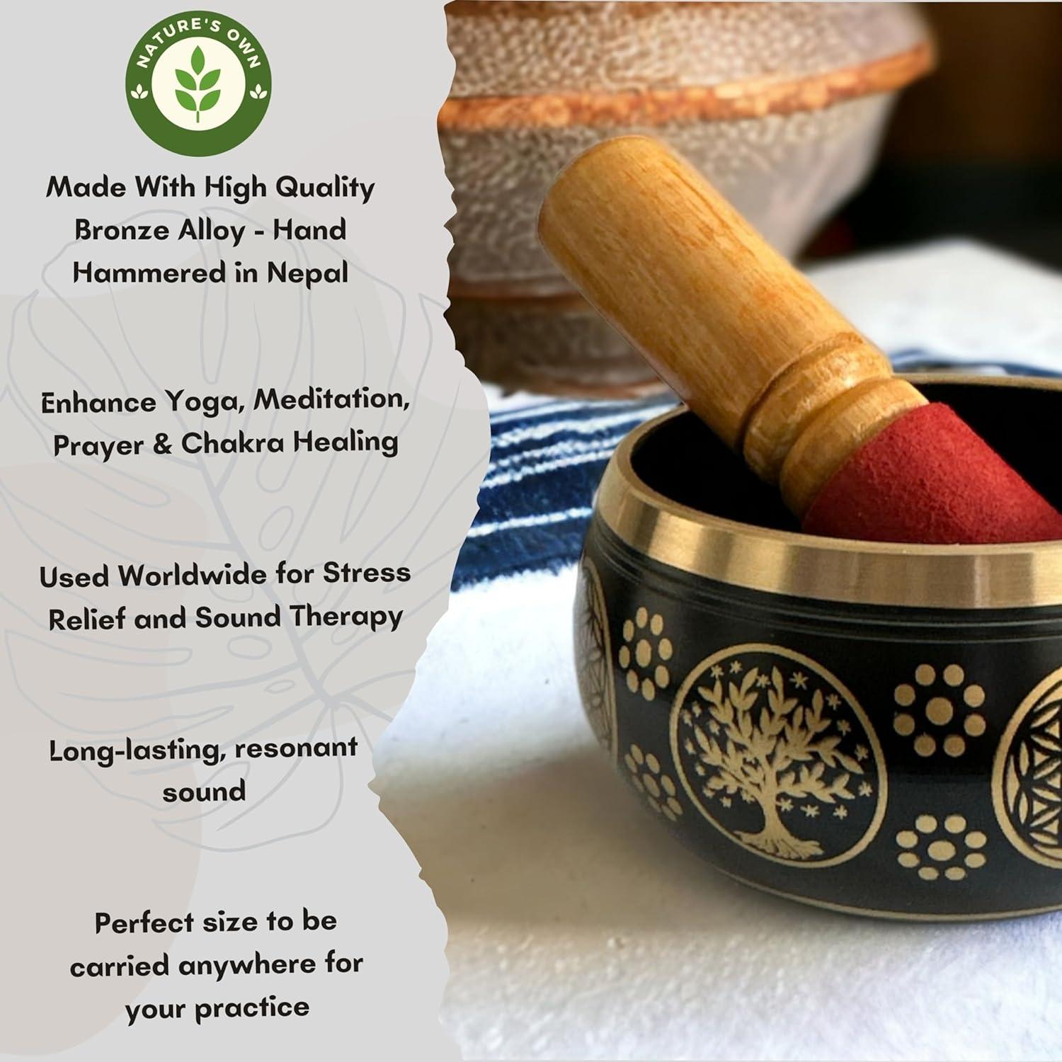 Cuenco Cantor Tibetano Nature's Own 8.9 cm Negro Hecho a Mano