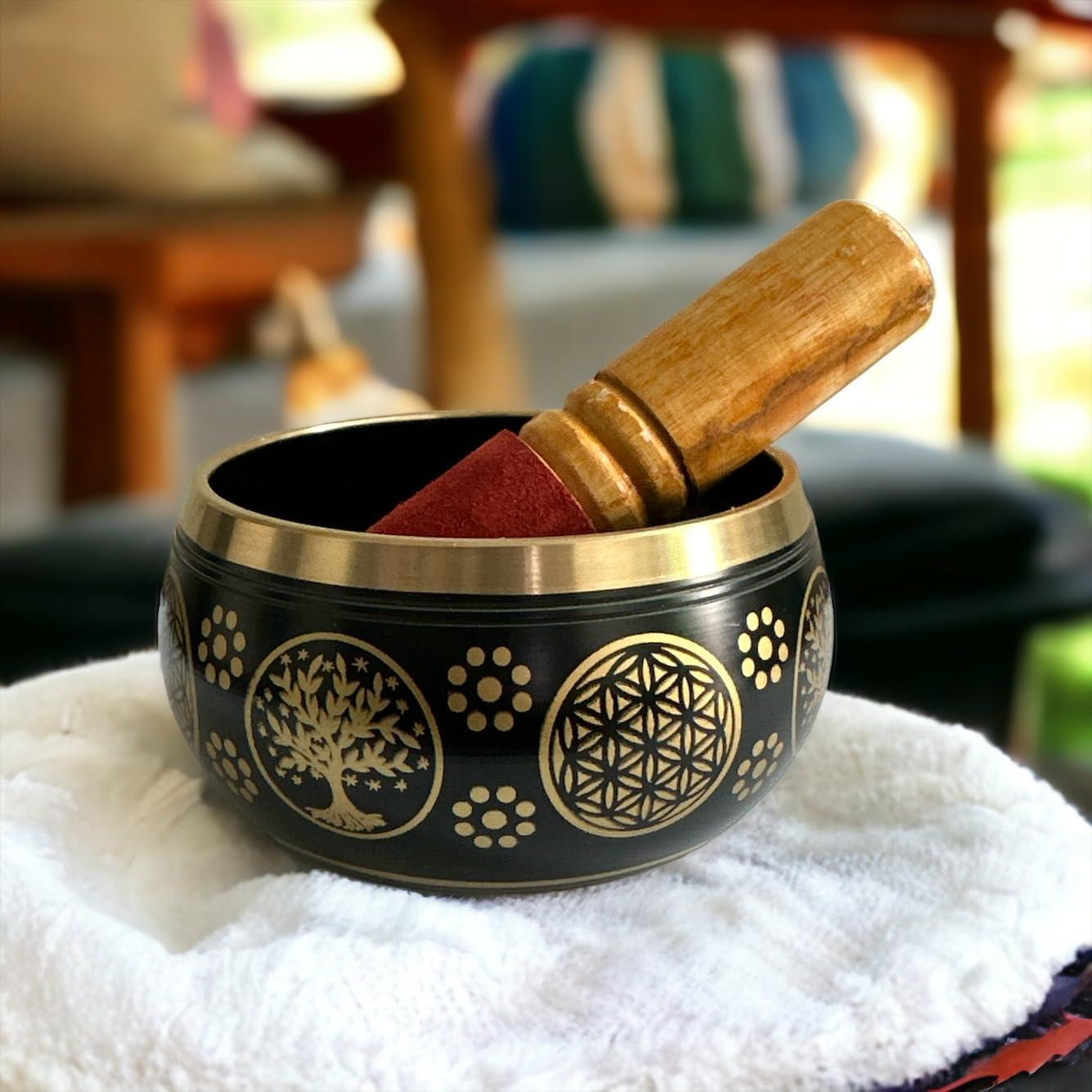 Cuenco Cantor Tibetano Nature's Own 8.9 cm Negro Hecho a Mano