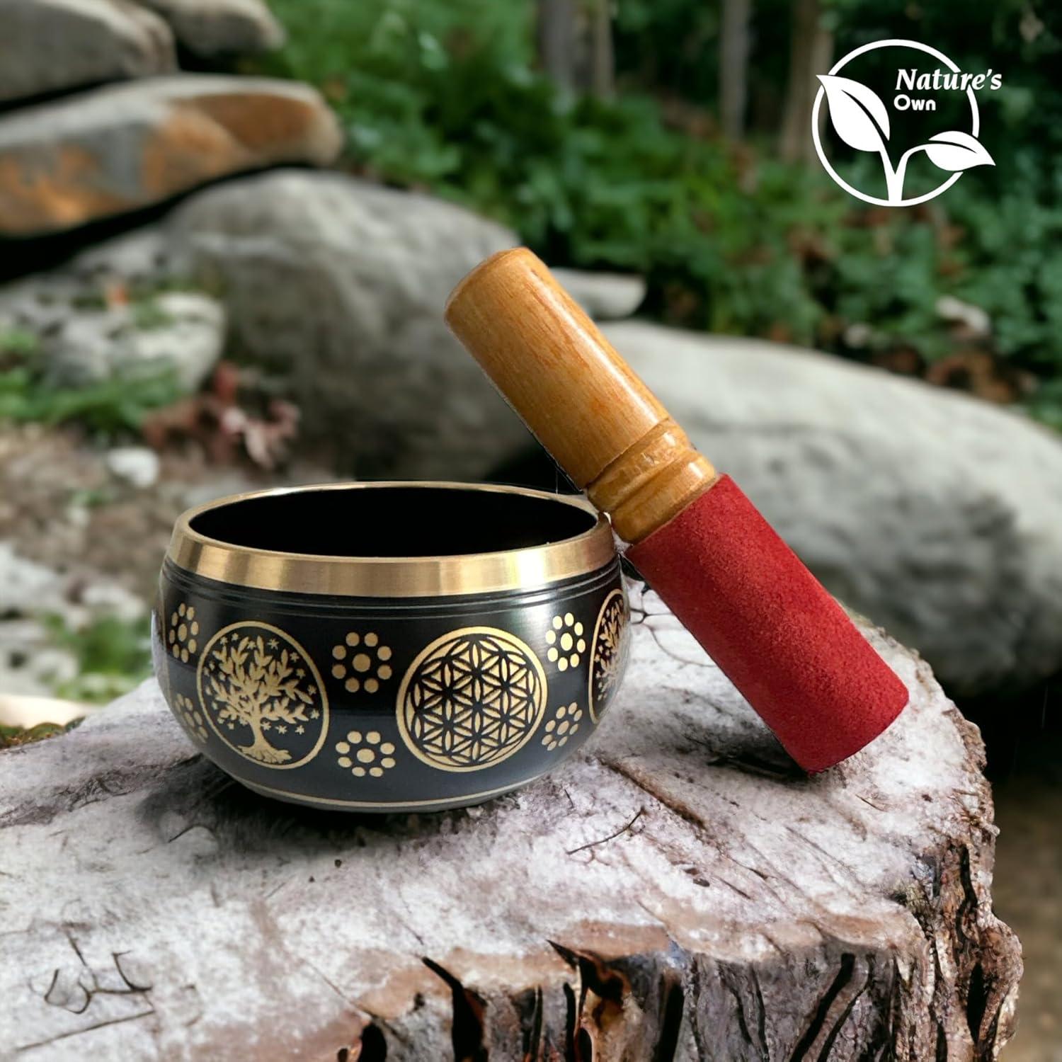 Cuenco Cantor Tibetano Nature's Own 8.9 cm Negro Hecho a Mano