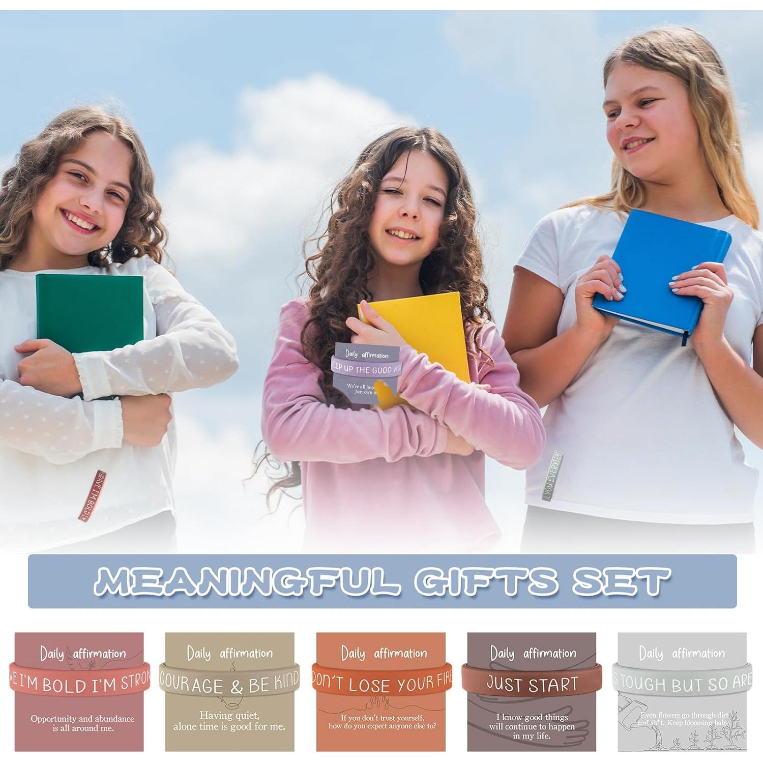 50 Pulseras Motivacionales de Silicona Remuuly con Tarjetas