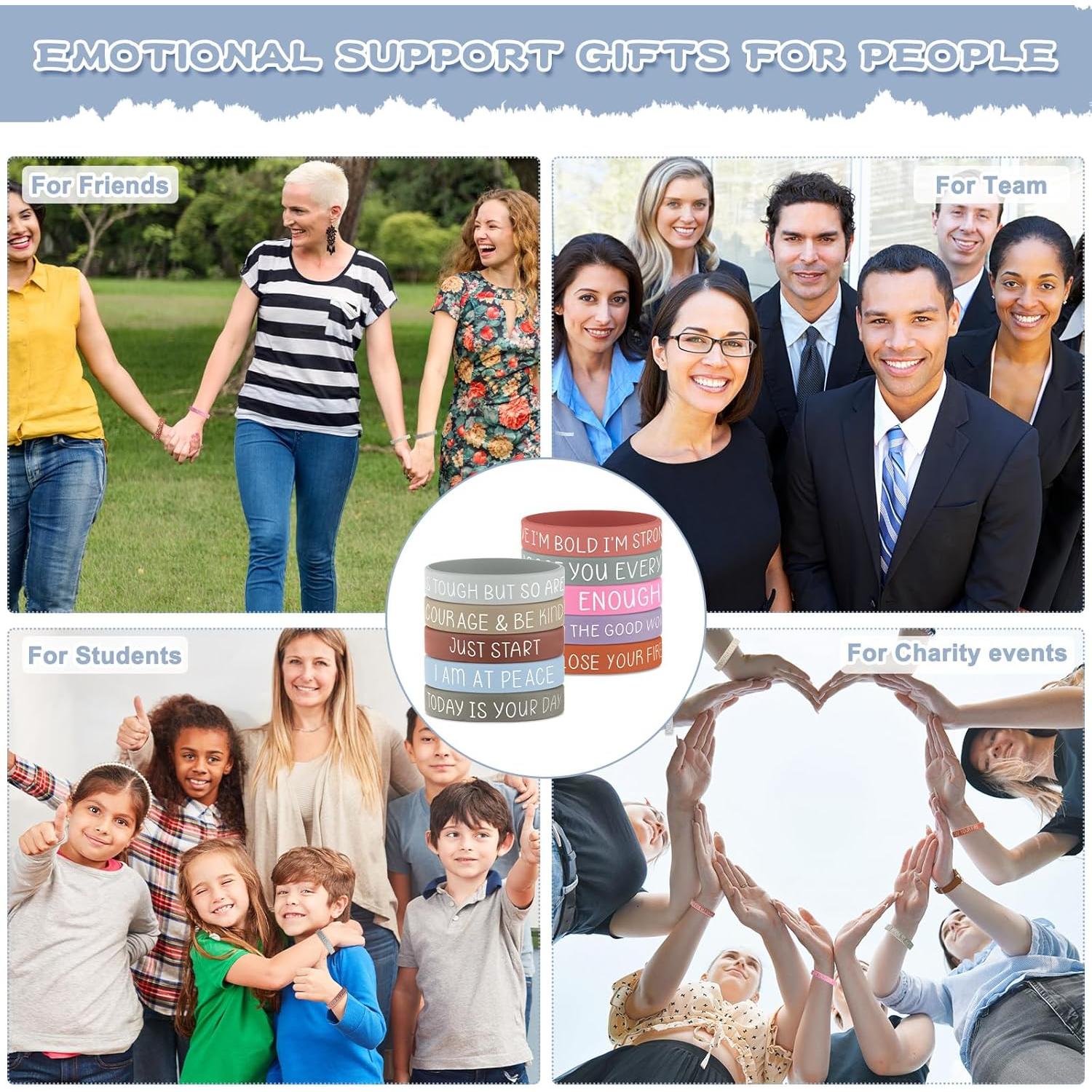 50 Pulseras Motivacionales de Silicona Remuuly con Tarjetas