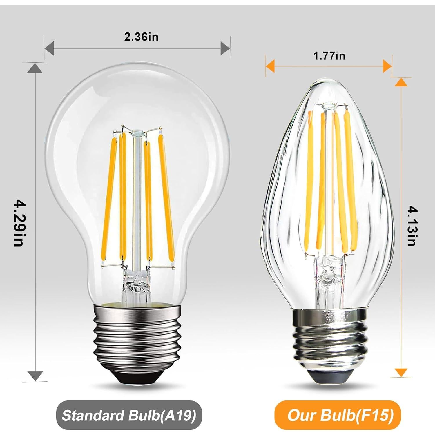 Bombillas LED BRIMAX F15 4W E26 2700K Blanco Cálido - Paquete de 4
