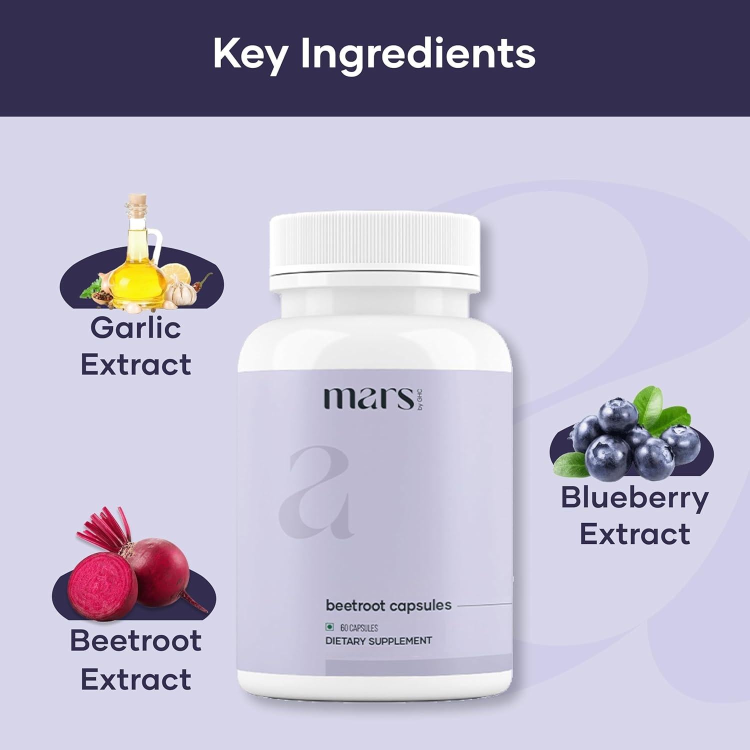Cápsulas de Remolacha Natural Mars con Ajo y Arándano - 1 Paquete