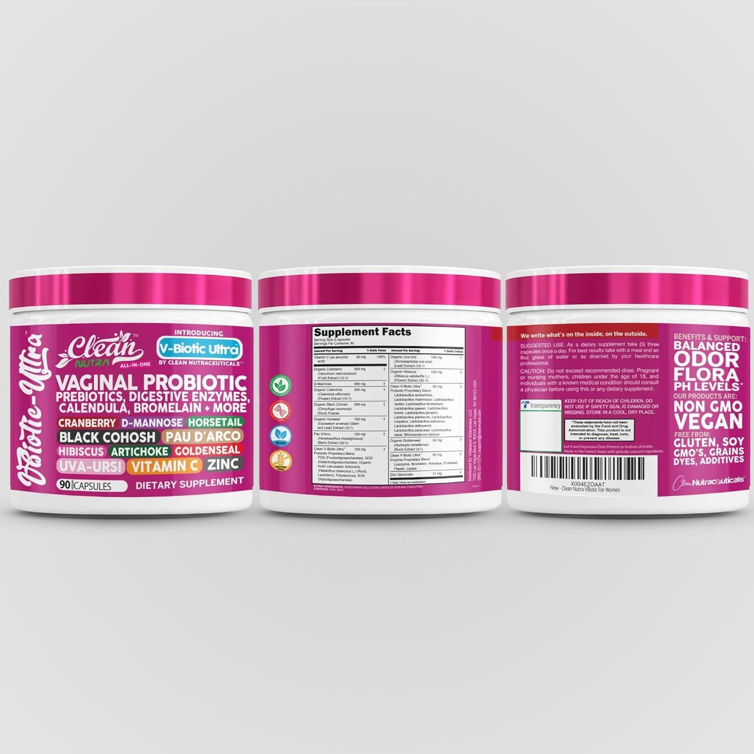 Probioticos Vaginales Clean Nutraceuticals 90 Cápsulas Veganas