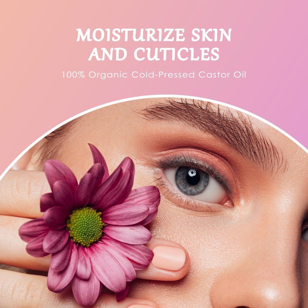 Aceite de Ricino Orgánico Roll-On 50 ml con Cuarzo Rosa