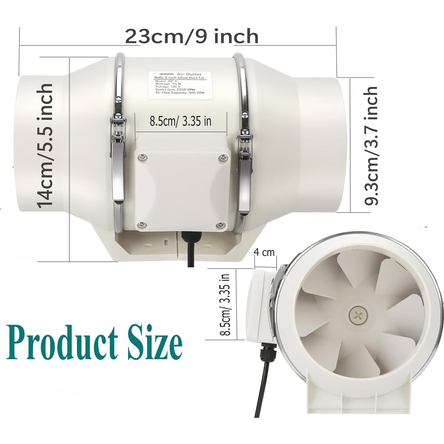 Ventilador de Conducto Nalle IDF-4 50W 280 CFM Silencioso