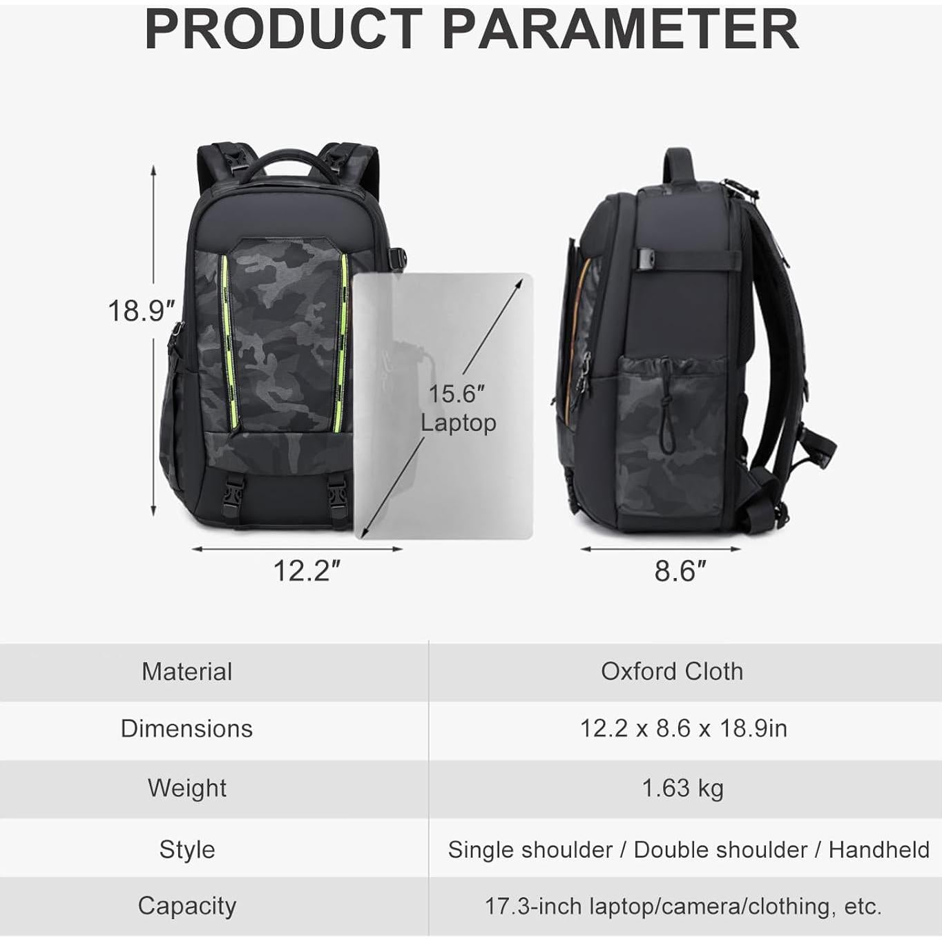 Mochila para Cámara SAKIZITO Waterproof 15.6" DSLR/SLR