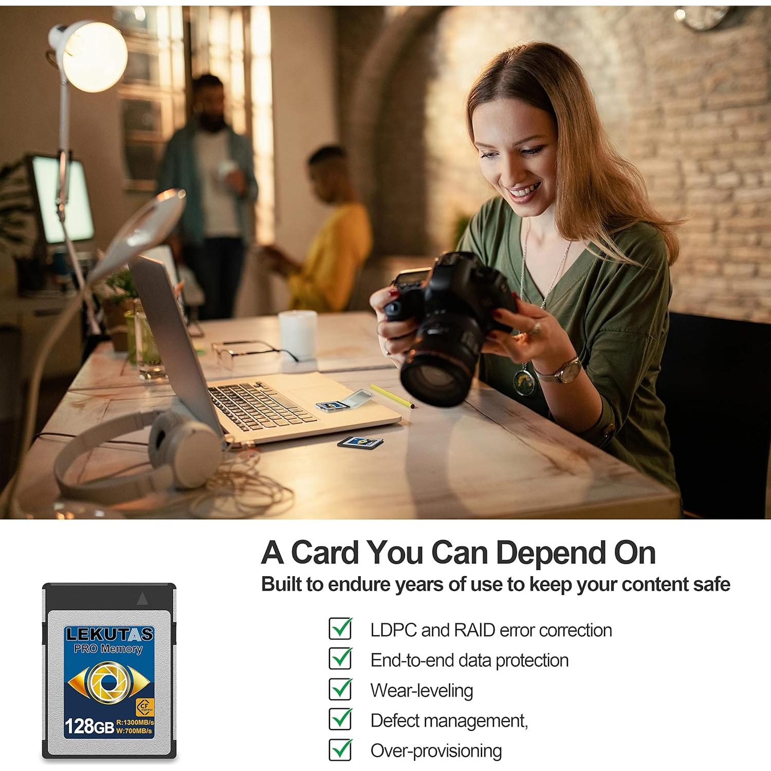 128GB CFexpress Type B Memory Card, R1300MB/s W700MB/s CFX xqd Cards Type B for Cameras 8K RAW, Compatible with Nikon Z6/Z7/D6, Canon EOS-1DXMark III/EOS-R5, Panasonic S1/S1R, DJI Ronin 4D