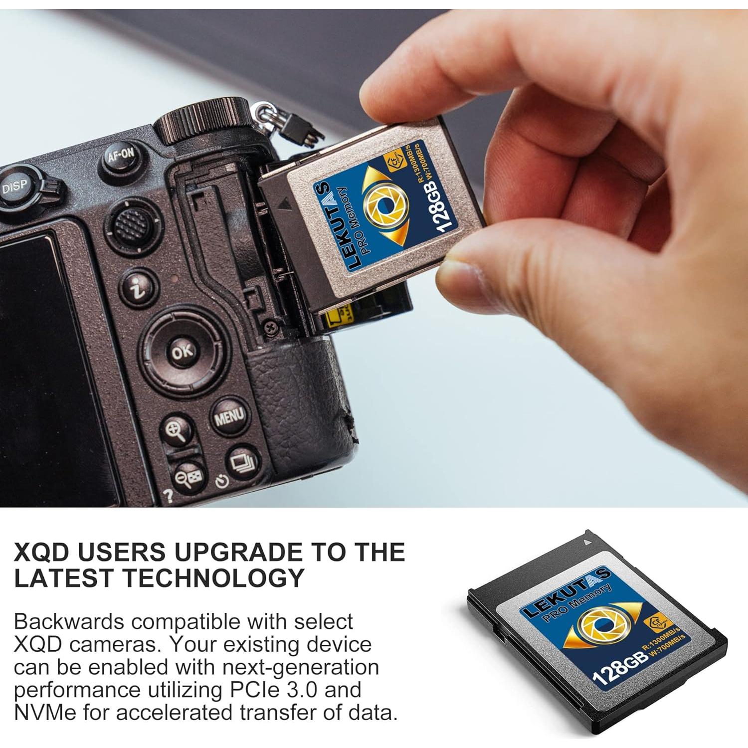 128GB CFexpress Type B Memory Card, R1300MB/s W700MB/s CFX xqd Cards Type B for Cameras 8K RAW, Compatible with Nikon Z6/Z7/D6, Canon EOS-1DXMark III/EOS-R5, Panasonic S1/S1R, DJI Ronin 4D