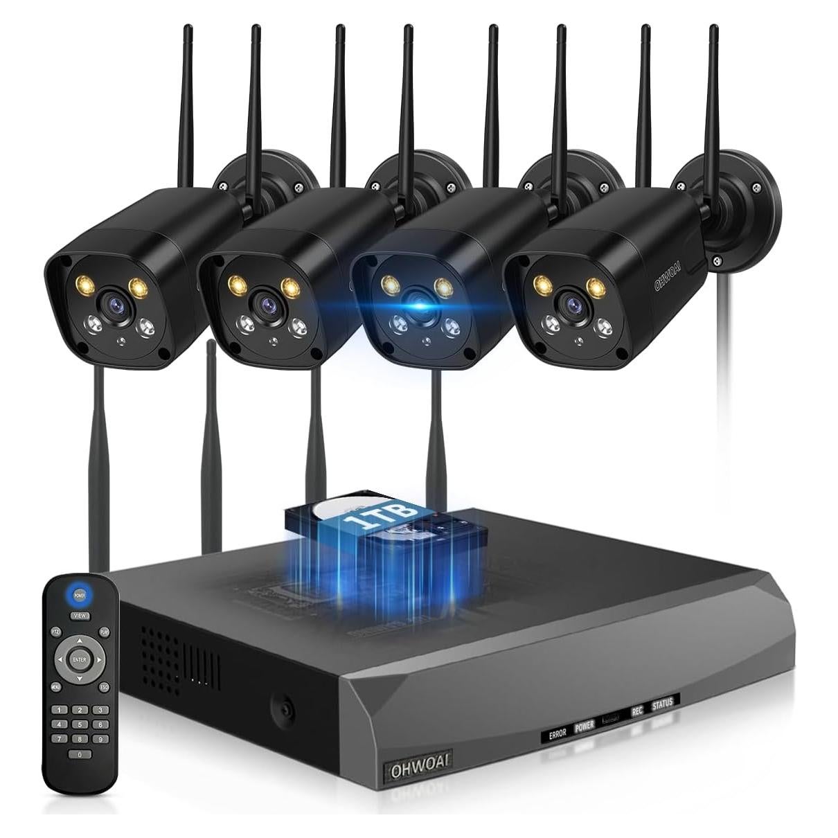 Sistema de Cámara de Seguridad Inalámbrica OHWOAI 4 Cámaras 5MP