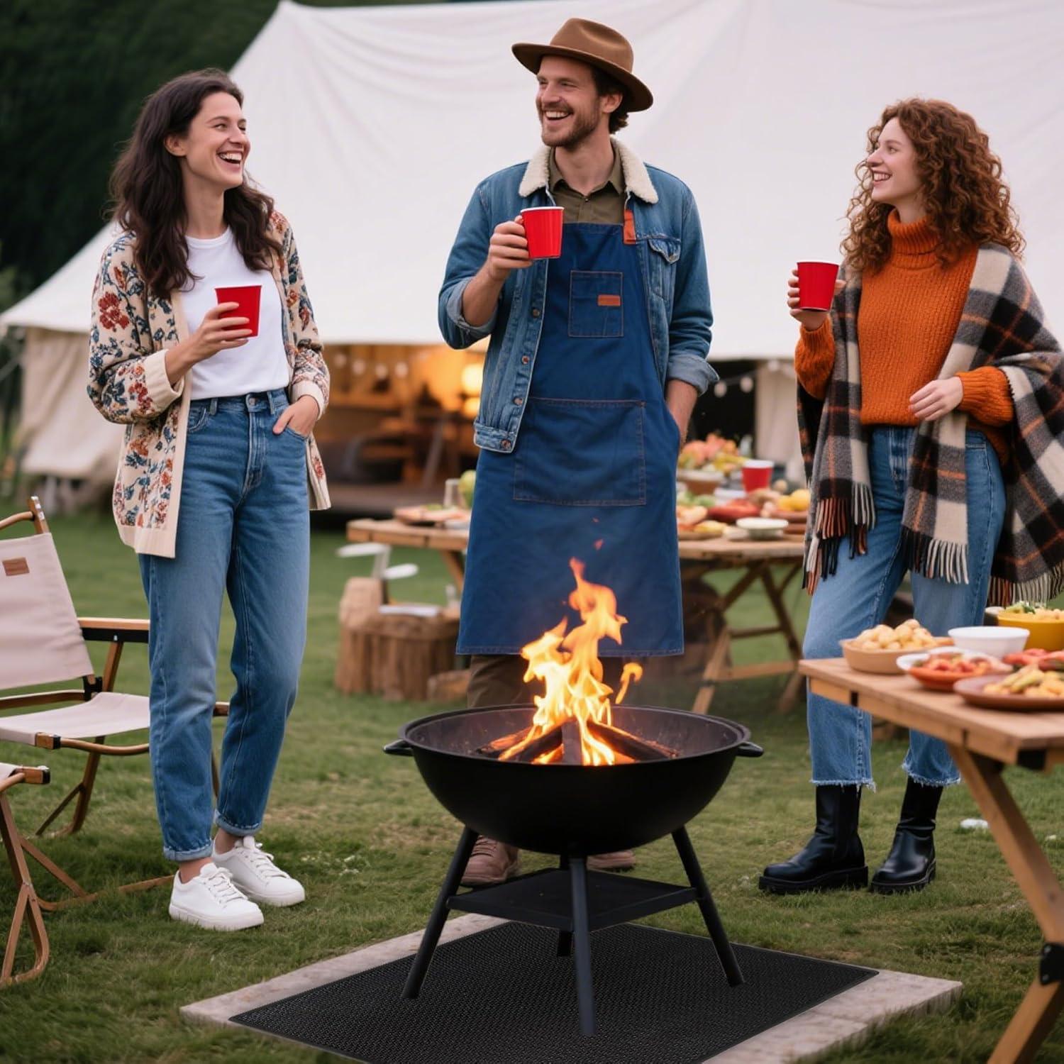 Alfombrilla Ignífuga Klmnop 102x102 cm para Fogata y BBQ