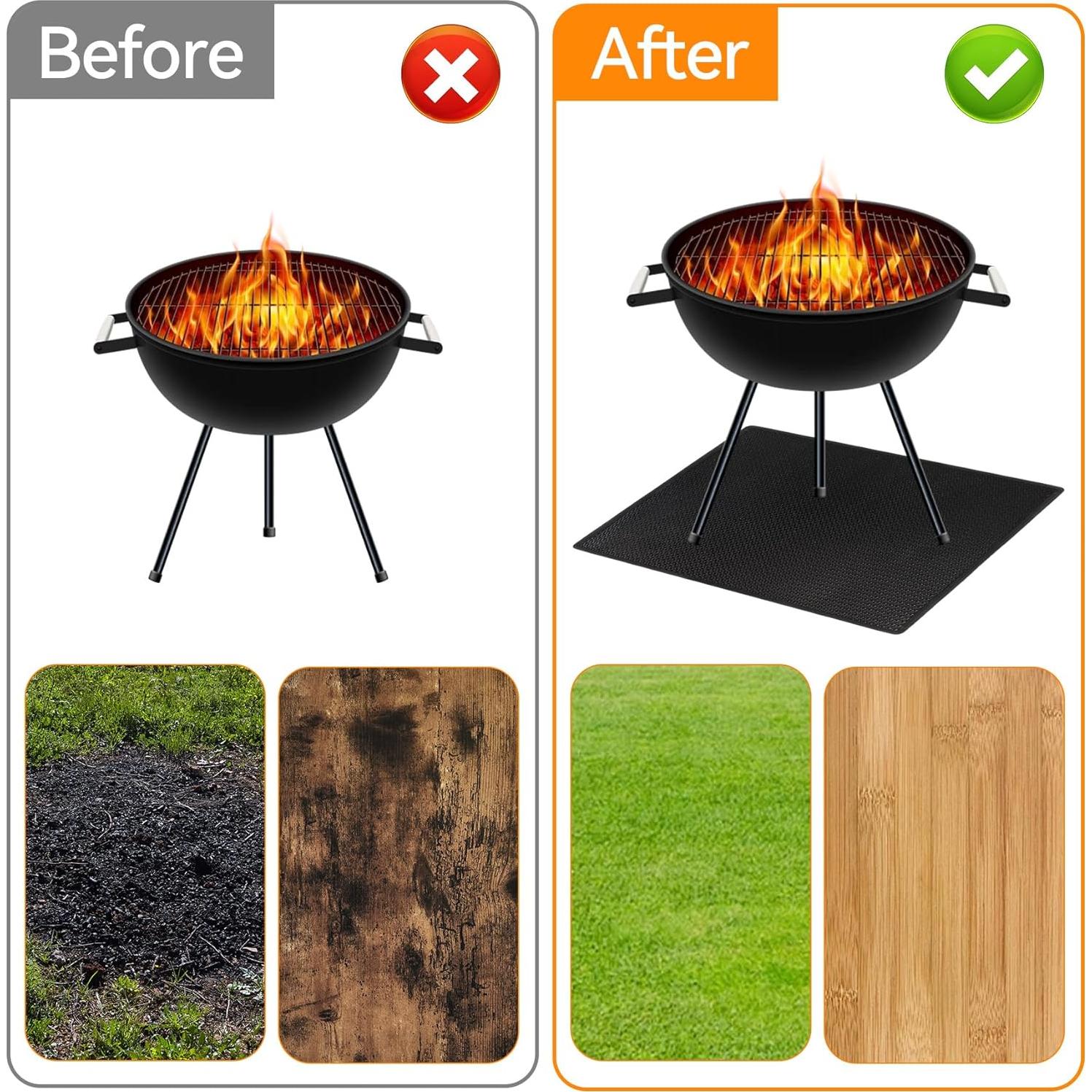 Alfombrilla Ignífuga Klmnop 102x102 cm para Fogata y BBQ